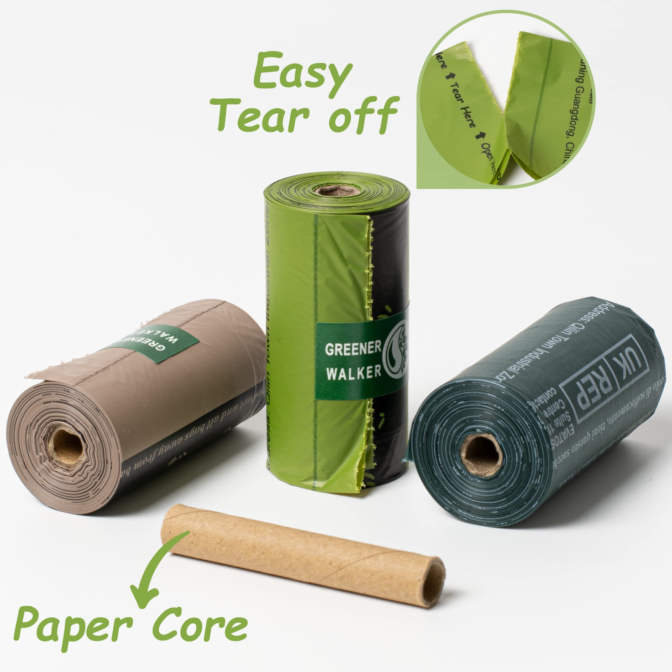GREENER WALKER Poop Bags for Dogs - 540 Extra Thick, Leak Proof Green Waste Bags, Eco-Friendly, Strong & Durable