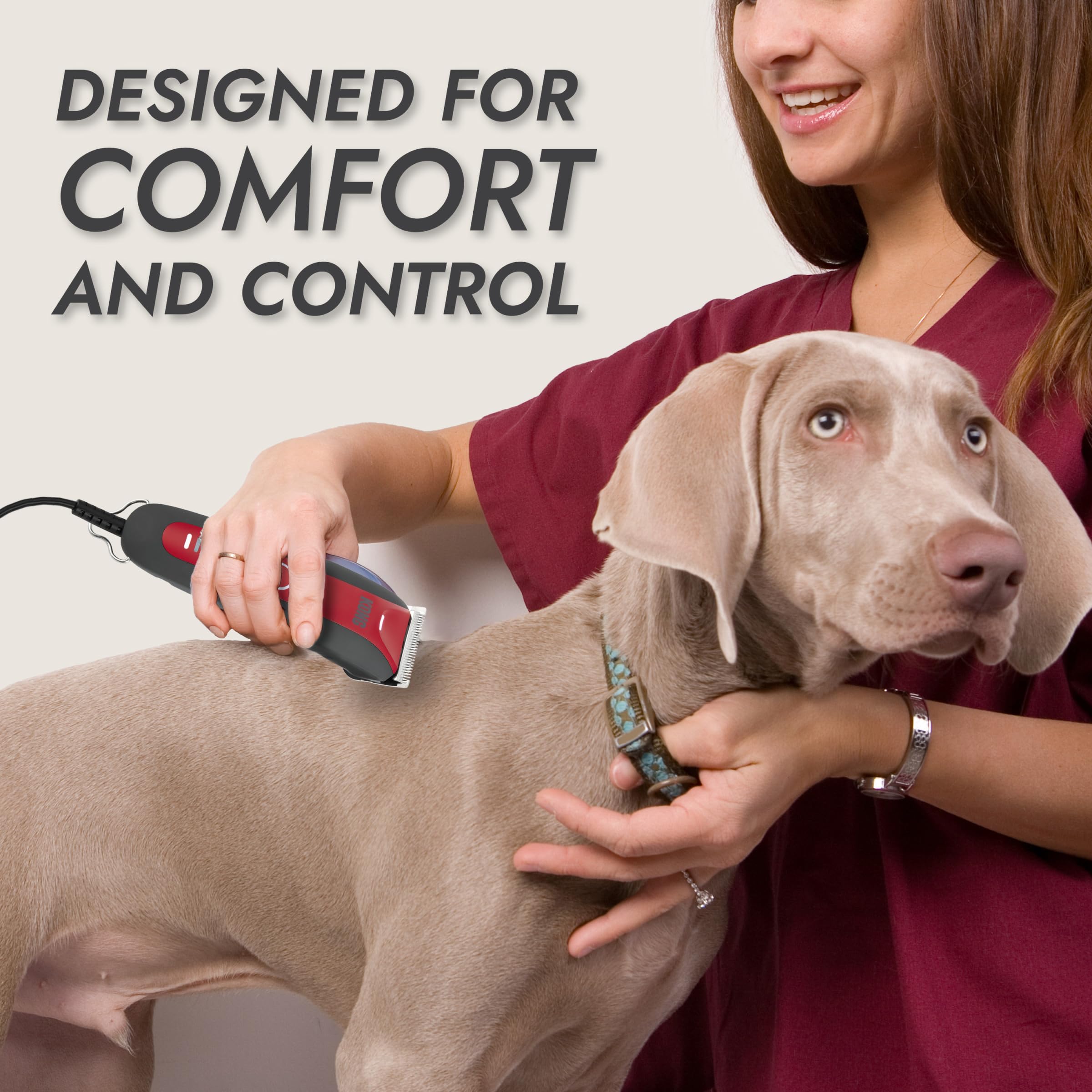 Kong 2-Speed Dog Clipper Grooming Kit - Stainless Steel Blade, Waterproof, LED Spotlight, 6 Guide Combs, 8-Foot Cord, Ergonomic