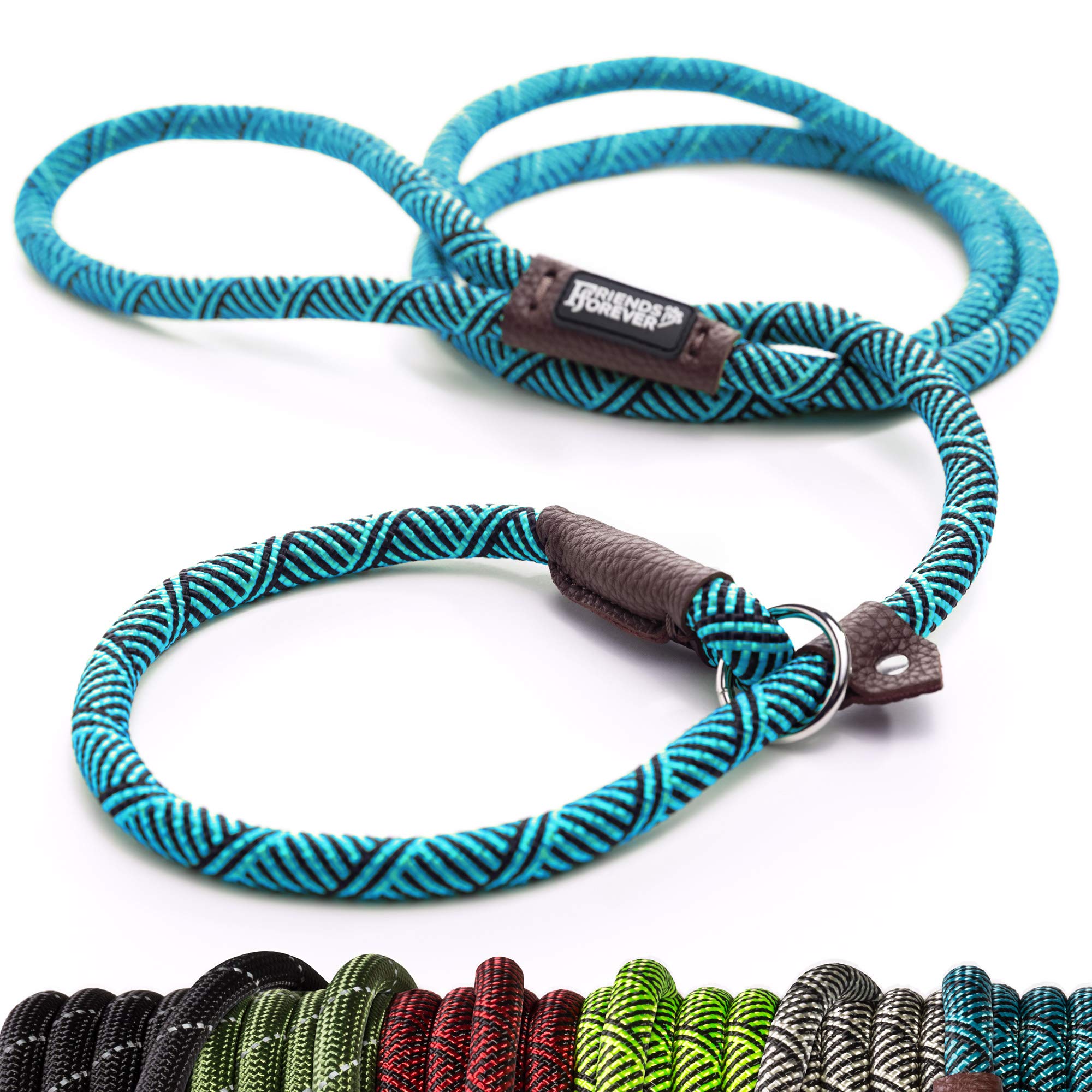 Friends Forever Extremely Durable Dog Rope Leash, Premium Quality Training Slip Lead, Reflective, Thick Heavy Duty, Sturdy, No Pull, Comfortable For The Strong Large Medium Small Pets 6 Feet, Blue