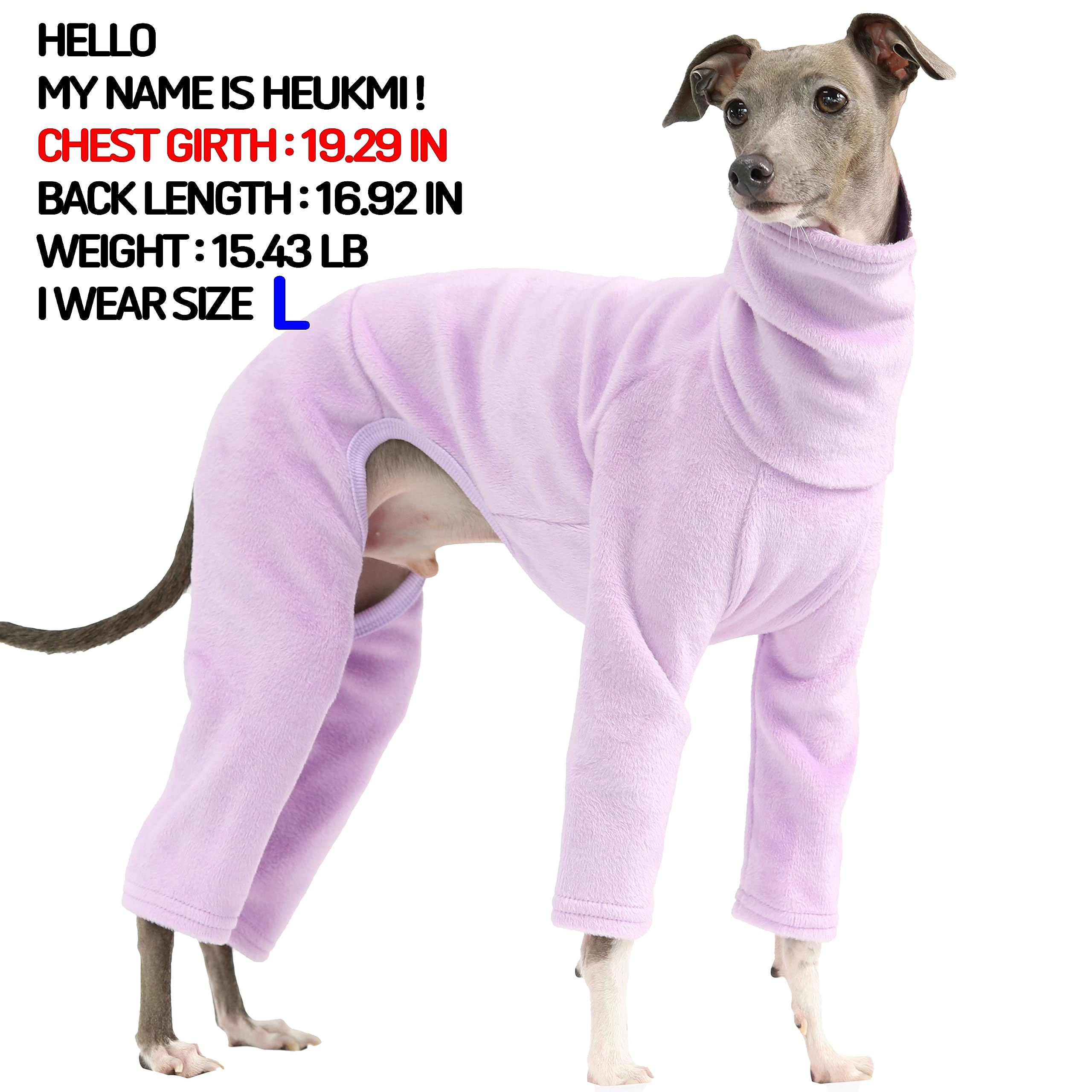 D Doggy Star Italian Greyhound Clothes Sweater Fleece Basic Onesie Whippet For Dog Turtleneck Outfits Coat (2Xl,Flce Purple)