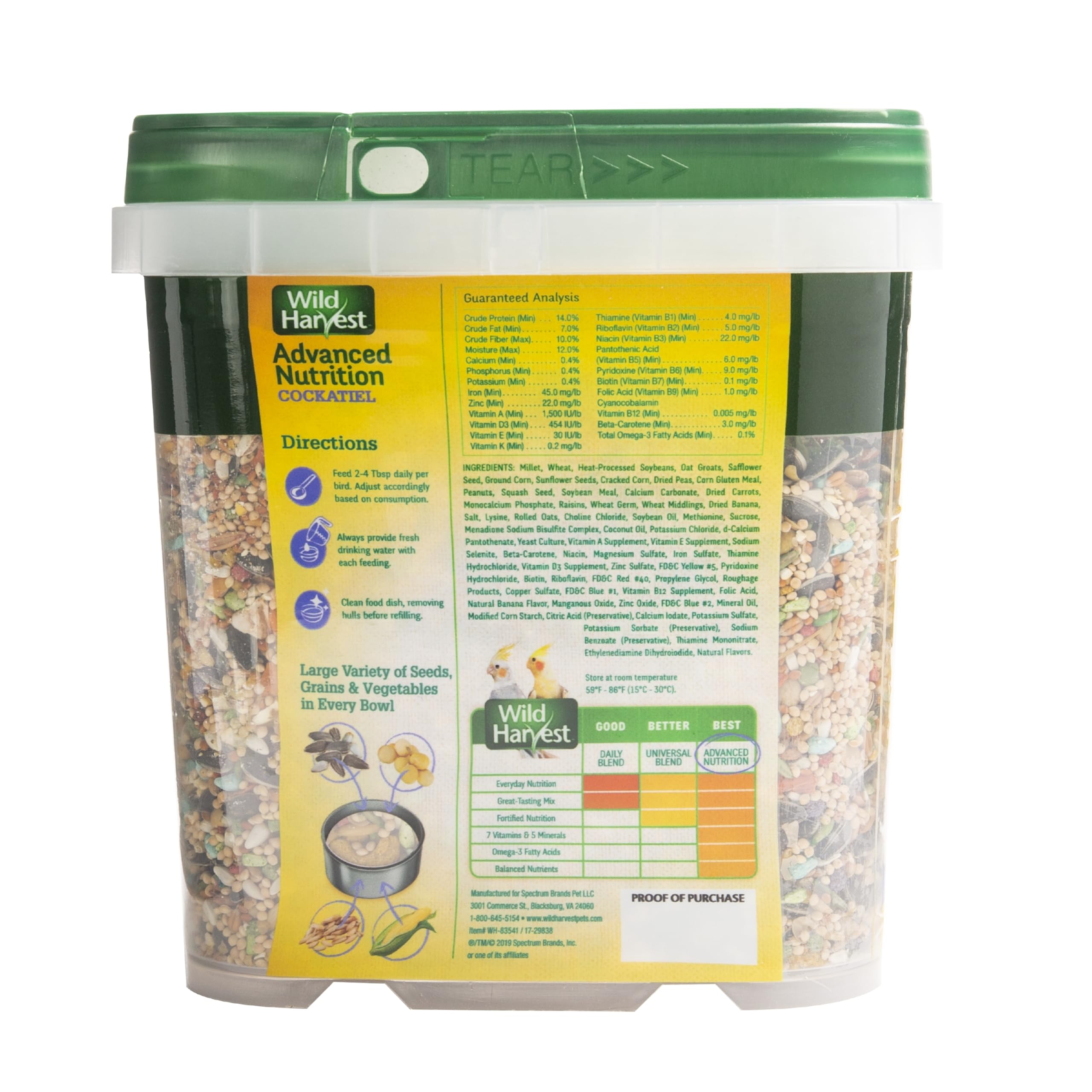 Wild Harvest WH-83541 Wild Harvest Advanced Nutrition Diet for Cockatiels, 4.5-Pound
