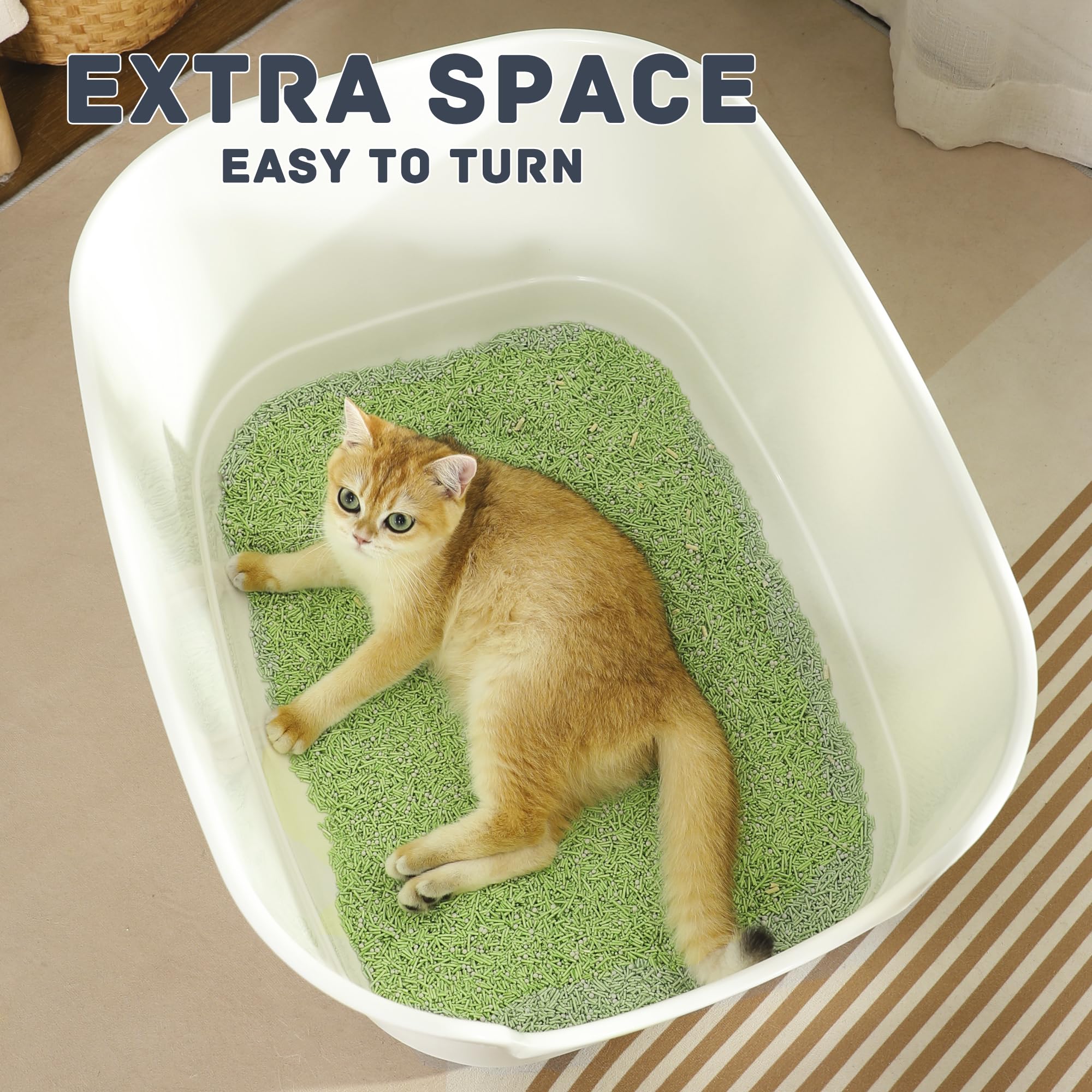 Gefryco Jumbo Extra Large Cat Litter Box - High Sided, Anti-Splashing, Grey, 24.6"x18.3"x12.2" - X-Large Polypropylene
