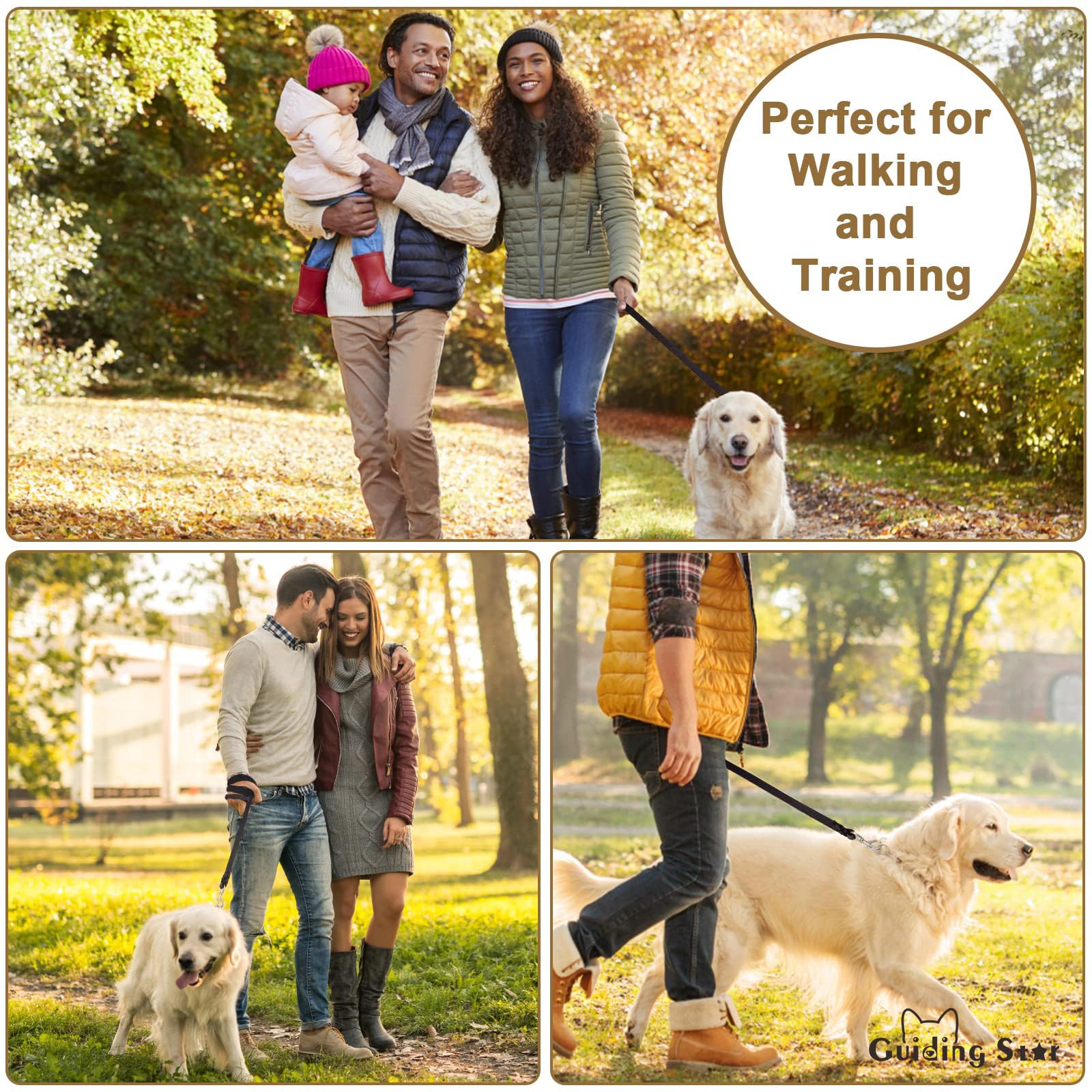 Leather Dog Leash 6Ft, Heavy Duty For Large Dogs, Soft Strong Braided Training Leash For Small Medium Large Breeds (6Ftx3/4Inch,