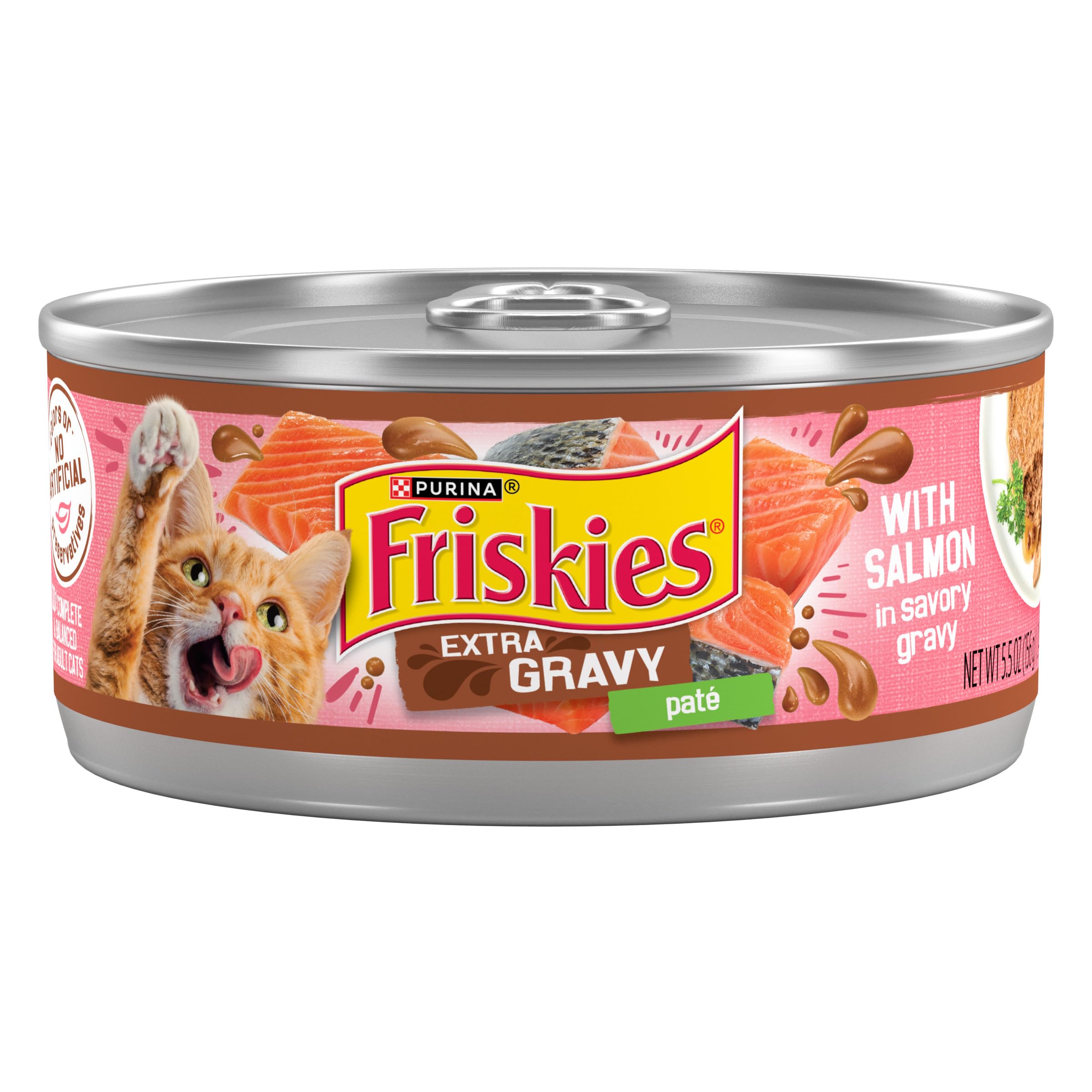 Purina Friskies Wet Cat Food Extra Gravy Pate With Salmon in Savory Gravy - (Pack of 24) 5.5 oz. Cans