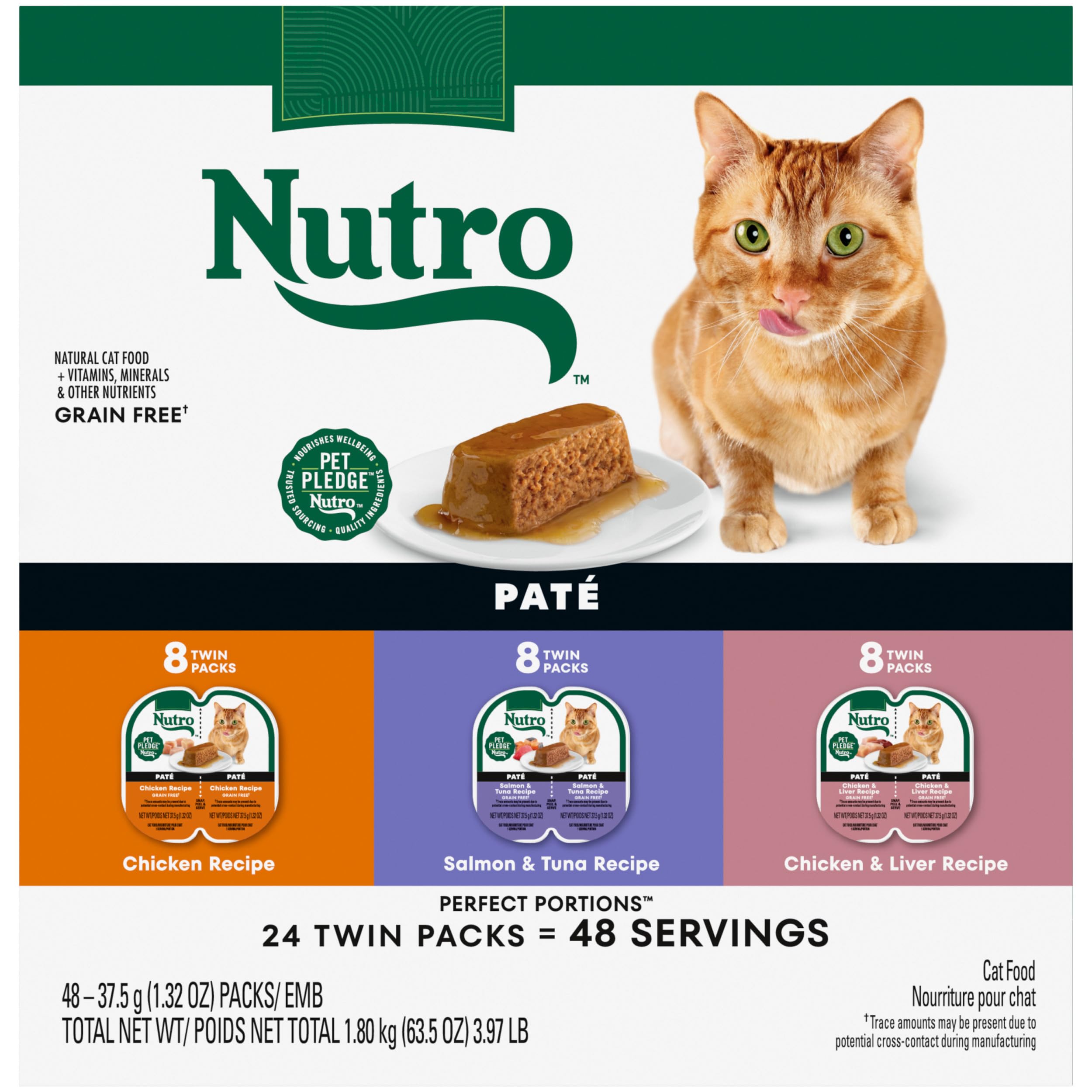Nutro Natural Choice Wet Cat Food Pate Variety Pack, 2.64 oz. Twin-Pack Trays, 24 Pack