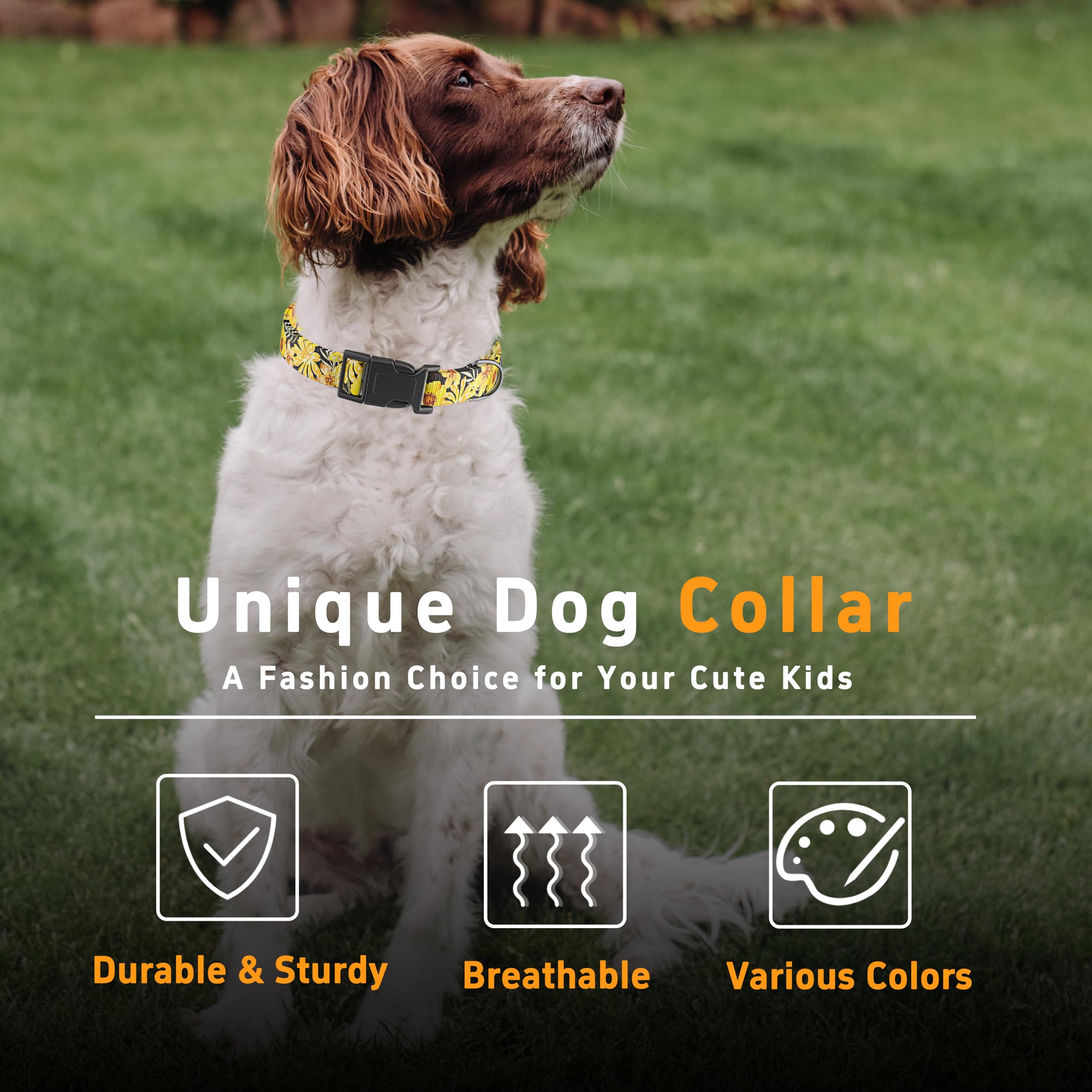 Seyezo Puppy Collar For Small, Medium, Large Dogs - Soft Floral Pattern With Safety Buckle For Boys, Girls