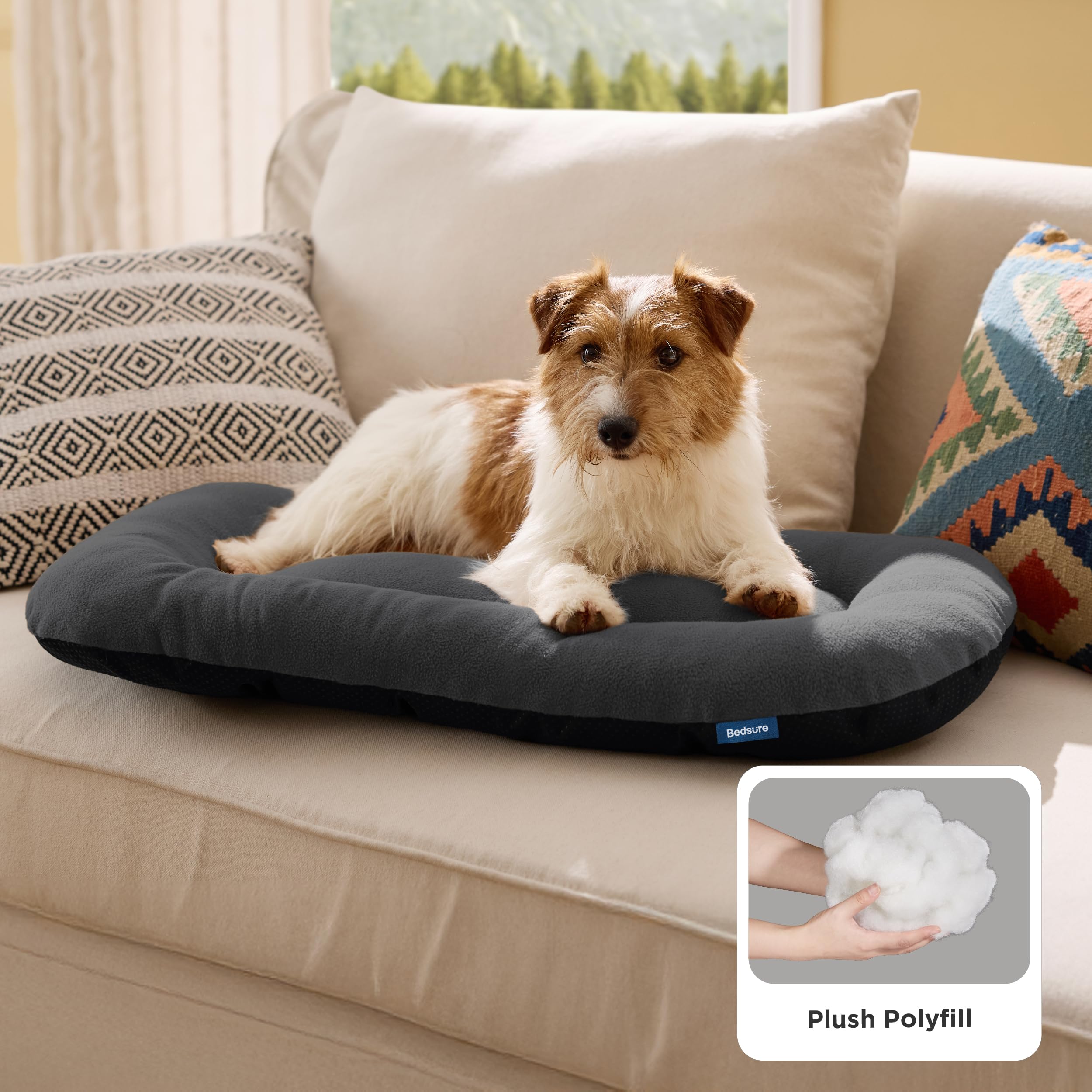 Bedsure Washable Dog Crate Pad For Medium Dogs,Flat Puppy Kennel Dog Bed For Crate, Ultra Soft Fleece Pet Sleeping Mat With Non-