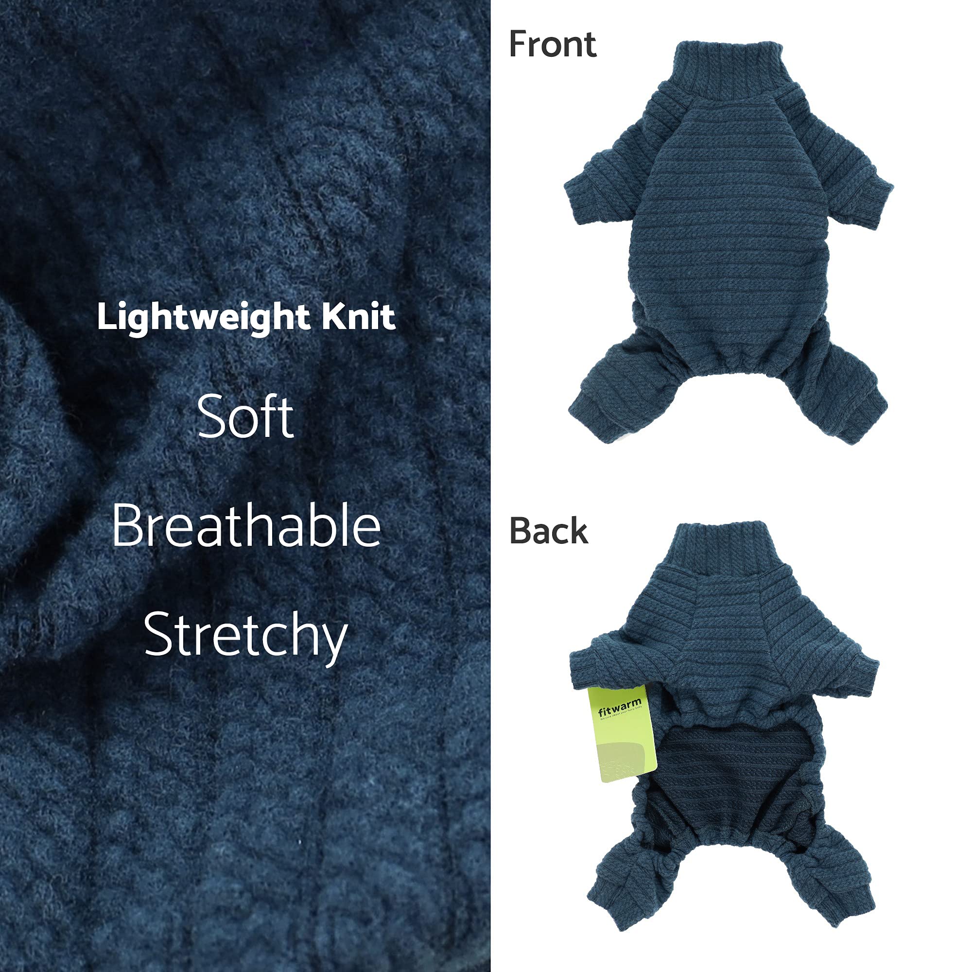 Fitwarm Turtleneck Knitted Dog Sweater Puppy Pajamas Thermal Doggie Winter Clothes Knitwear Pet Coats Cat Apparel Blue X-Large