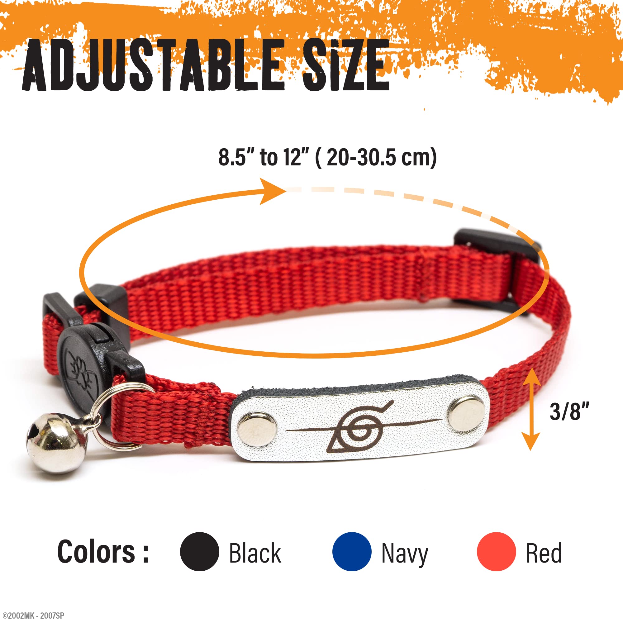 Naruto Cat Collars For Girl Cats, Boy Cats & Small Kitten Collar With Bell | Officially Licensed Naruto Shippuden Hidden Leaf Village Headband Breakaway Cat Collars For Naruto Gifts (Red, Rogue)