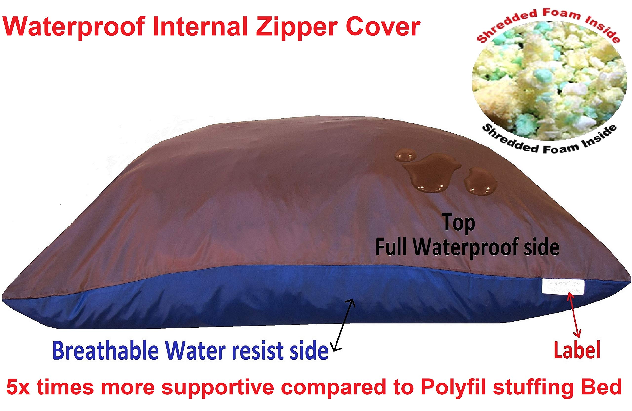 Dogbed4Less Jumbo Orthopedic Extreme Comfort Memory Foam Dog Bed For Large Dog, Waterproof Internal Case And Machine Washable Ex