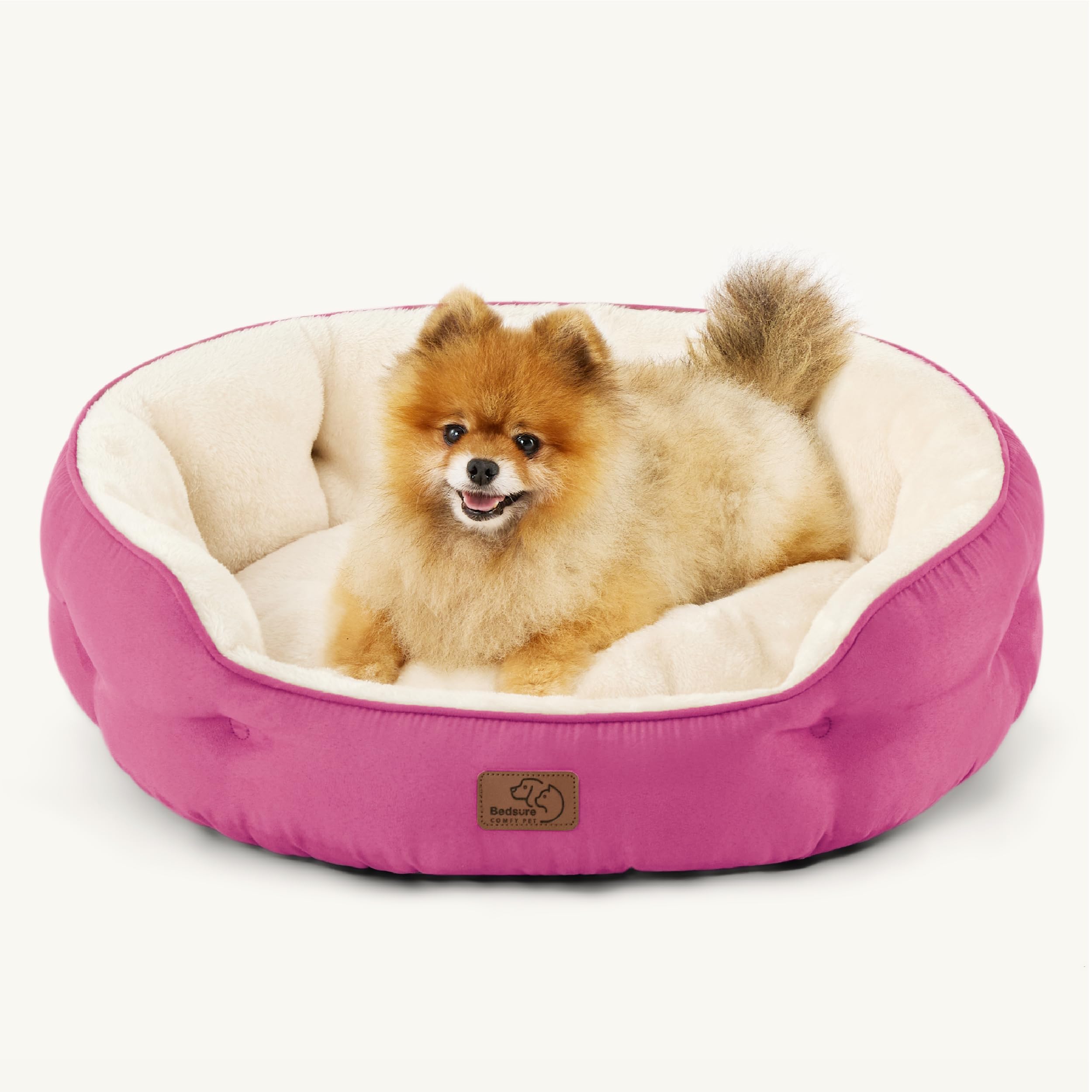 Bedsure Dog Beds For Small Dogs - Round Cat Beds For Indoor Cats, Washable Pet Bed For Puppy And Kitten With Slip-Resistant Bottom, 25 Inches, Sachet Pink