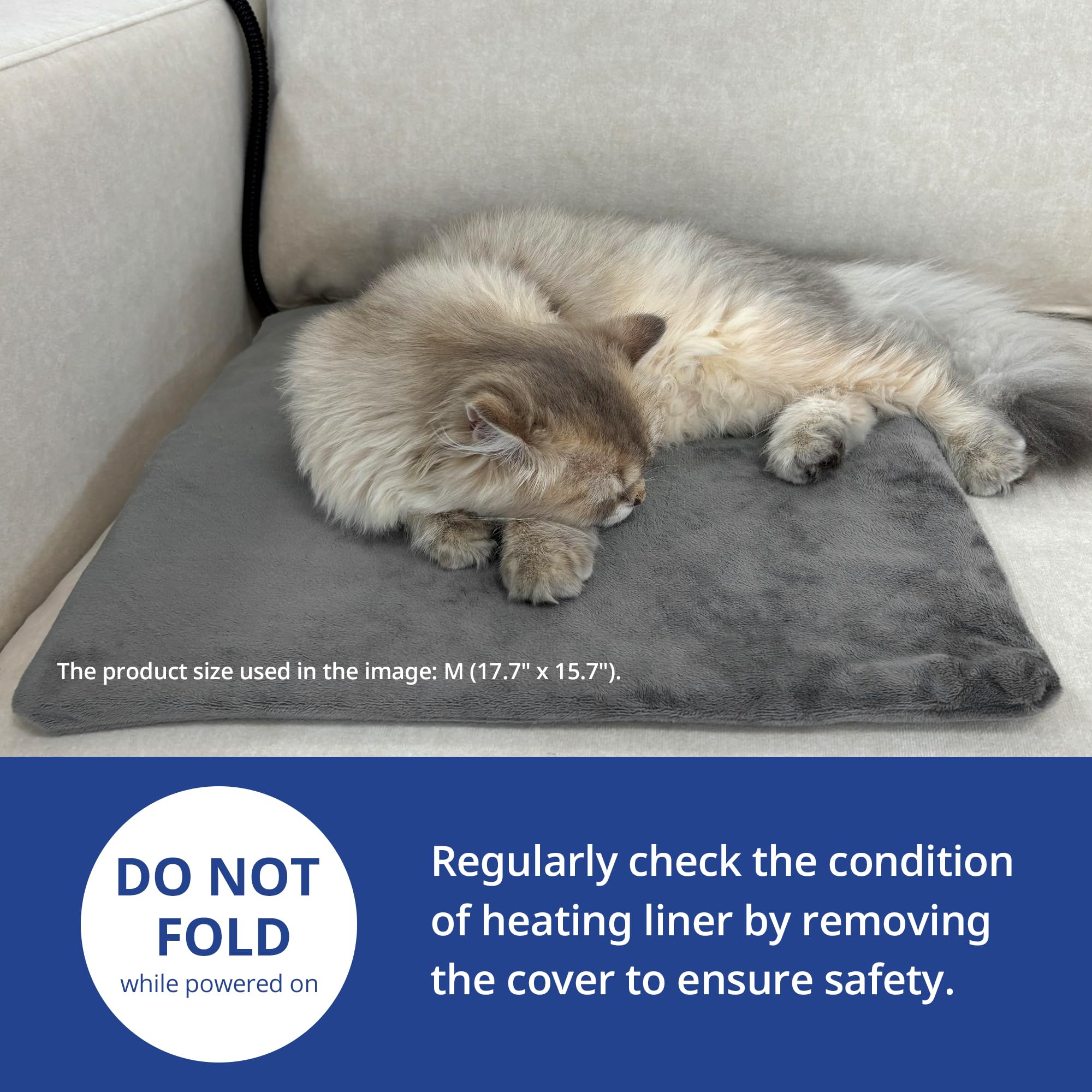 NICREW Heated Pet Pad for Dogs & Cats, Soft Fleece Cover, 17.7"x15.7", Gray, 30 Watts