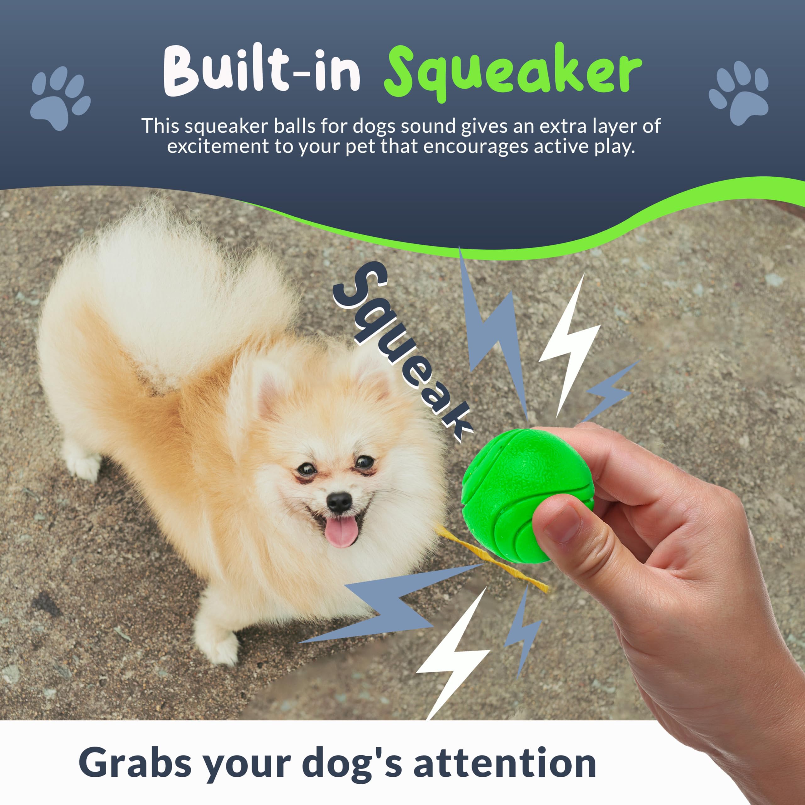 Petite Paws Superfetch Dog Balls 1.5 Inch - Squeaky Dog Toys For Small Dogs And Puppies - Rubber Balls For Fetch, Training, Teet