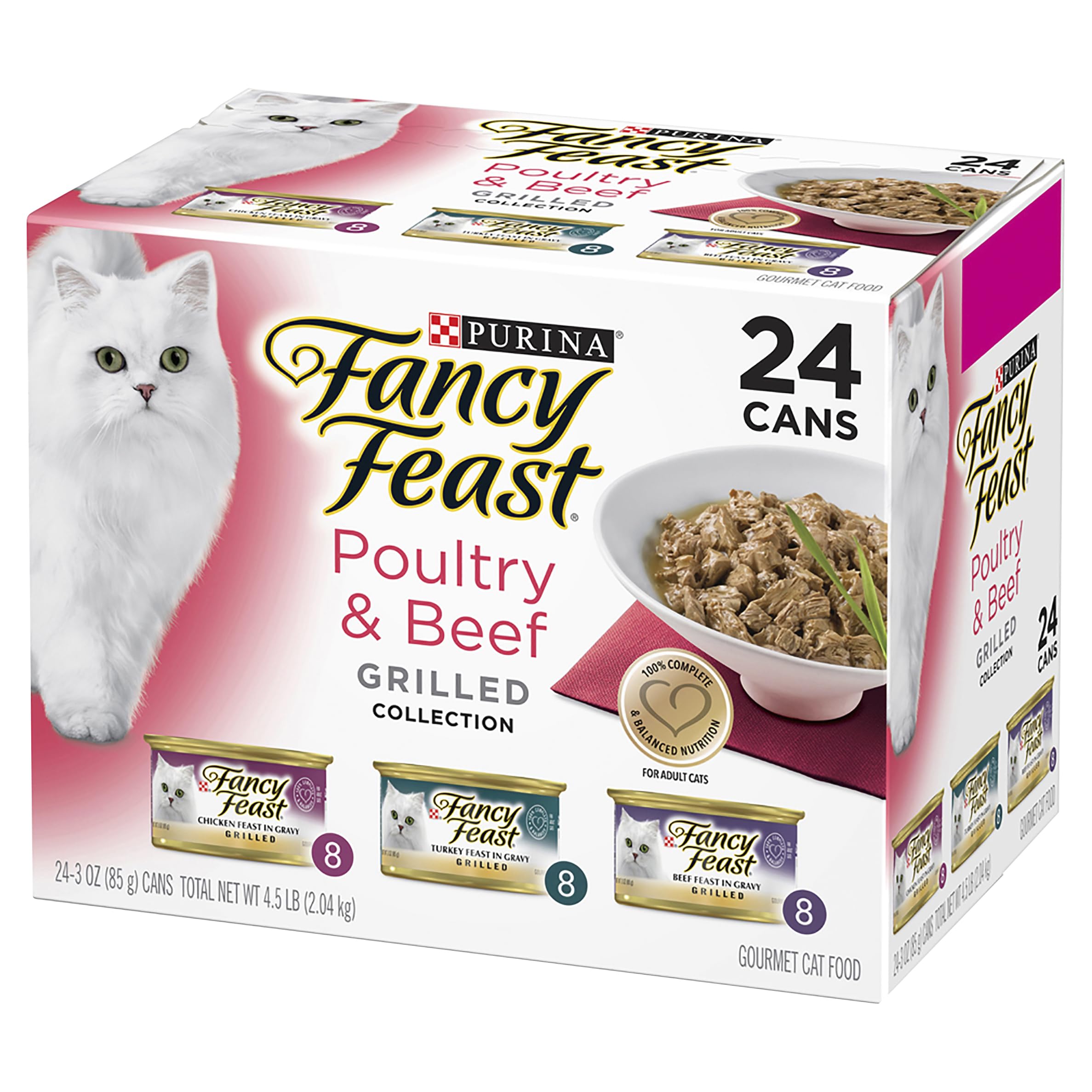 Fancy Feast Gourmet Cat Food Grilled 3-Flavor Variety, 24 ct, 3 oz