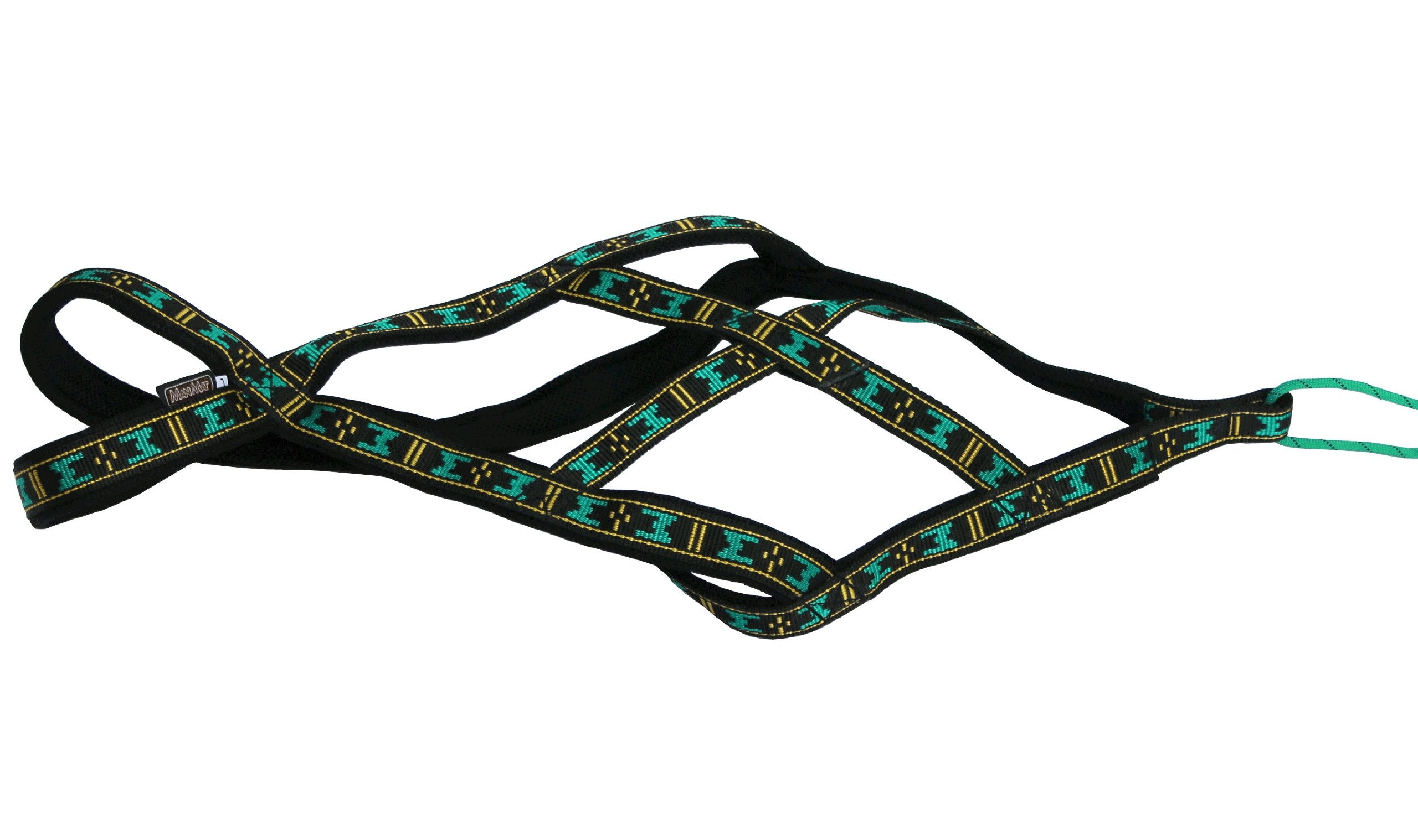 Weight Pulling Sledding Dog Harness X-Back Style Medium, Black/Green, 19.5 Neck Circumference