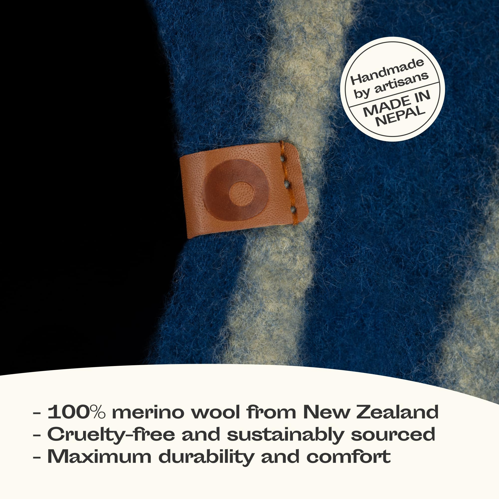 Meowfia Cat Cave - Premium Felt Cat Bed For Indoor Cats, Handmade 100% Merino Wool (Vivid Shades) (Large, Deep Azure)