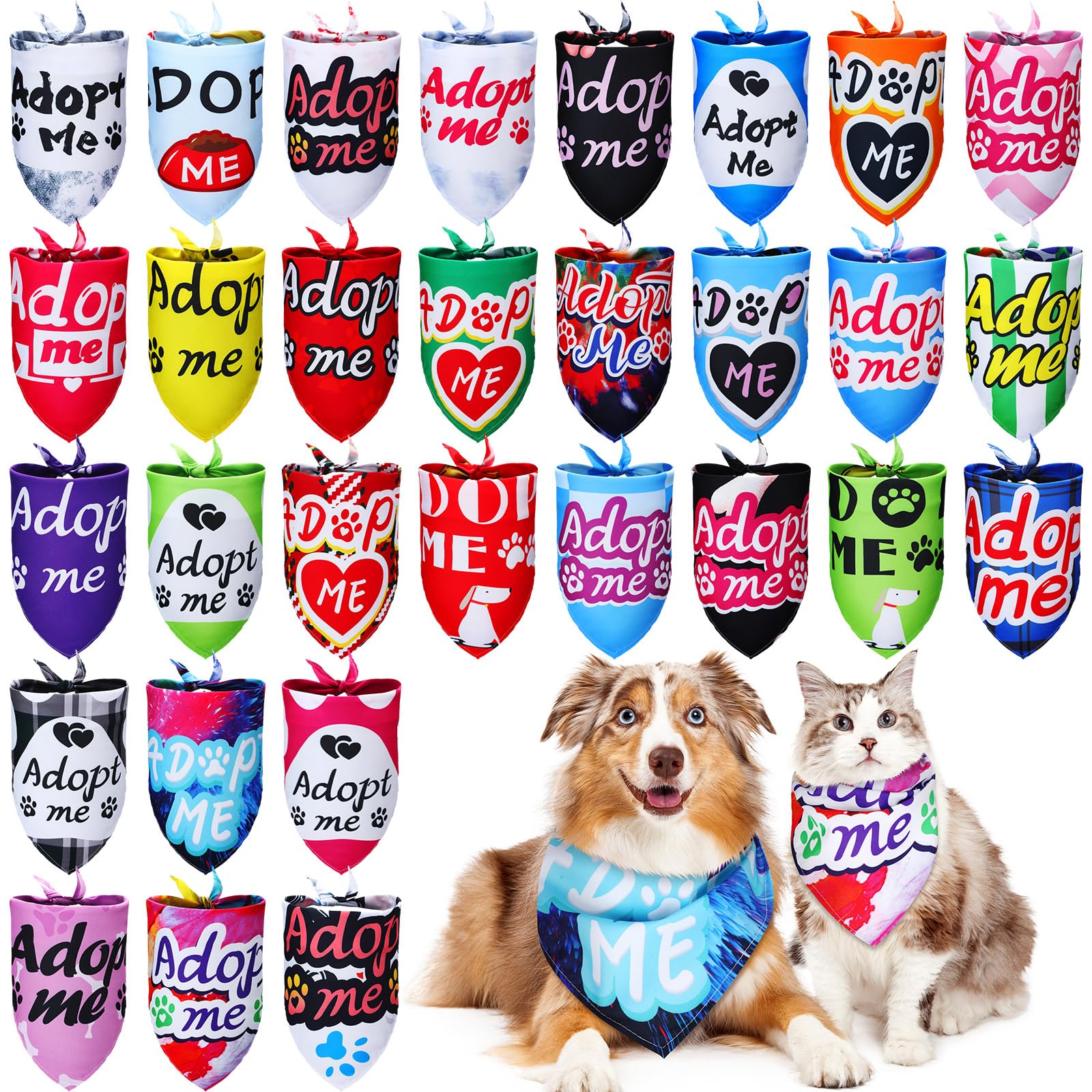 Huhumy 30 Pcs Dog Bandanas Bulk Pet Bibs Colorful Triangle Scarf Pet Bandanas For Medium Large Dogs Spring Summer Birthday Costu