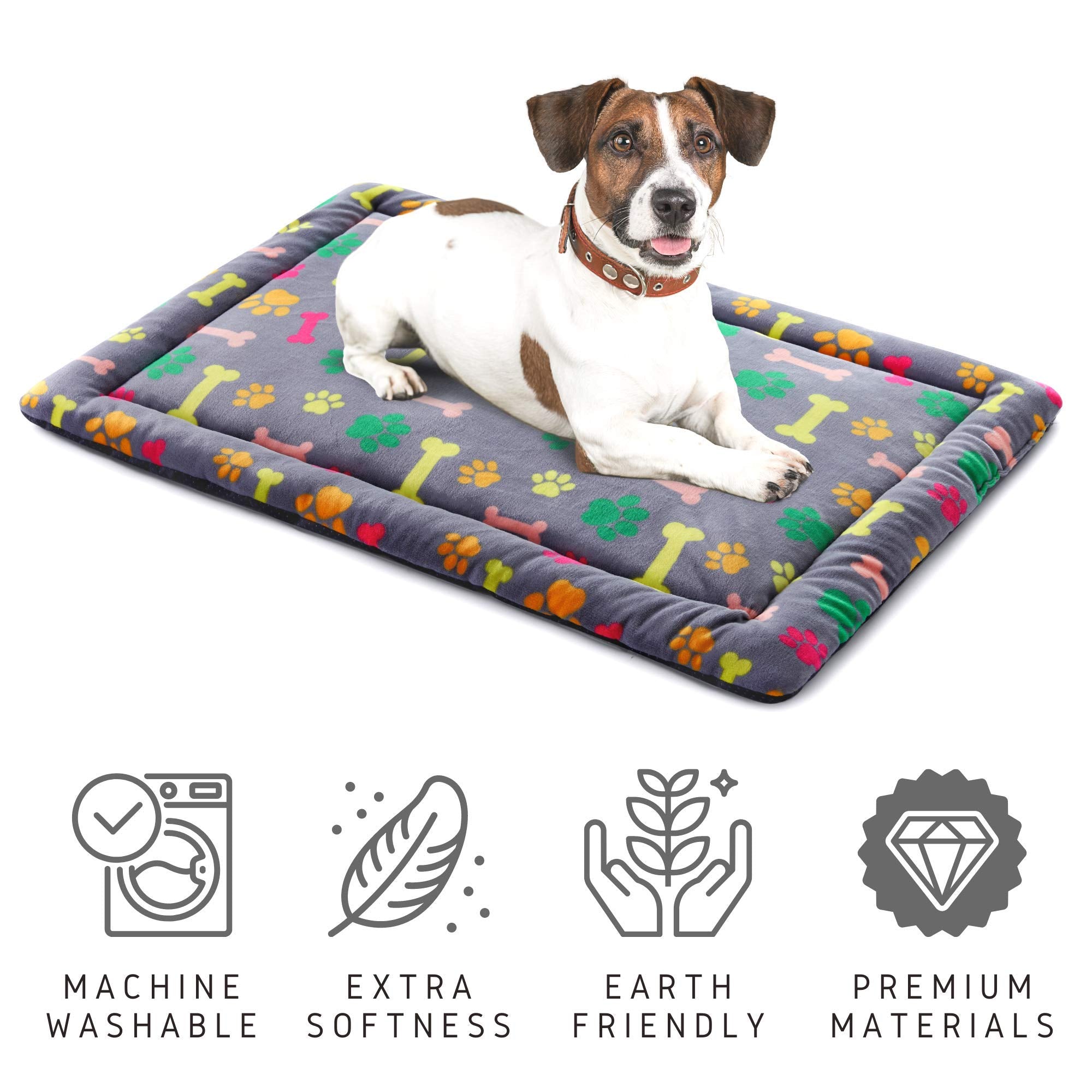 Allisandro Extra Softness 40 X 30 Inches Pet Sleeping Mat For Small Medium Large Dogs Puppies, Non Slip Dog Bed Mat, Vivid Bone