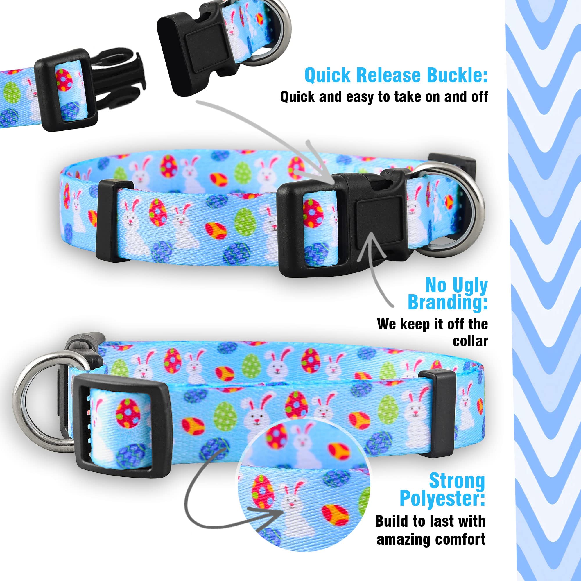 Native Pup Easter Dog Collar, Cute Spring Gift For Puppies, Pink Pastel, Eggs, Chicks, Bunny Adjustable For Small, Medium, Large