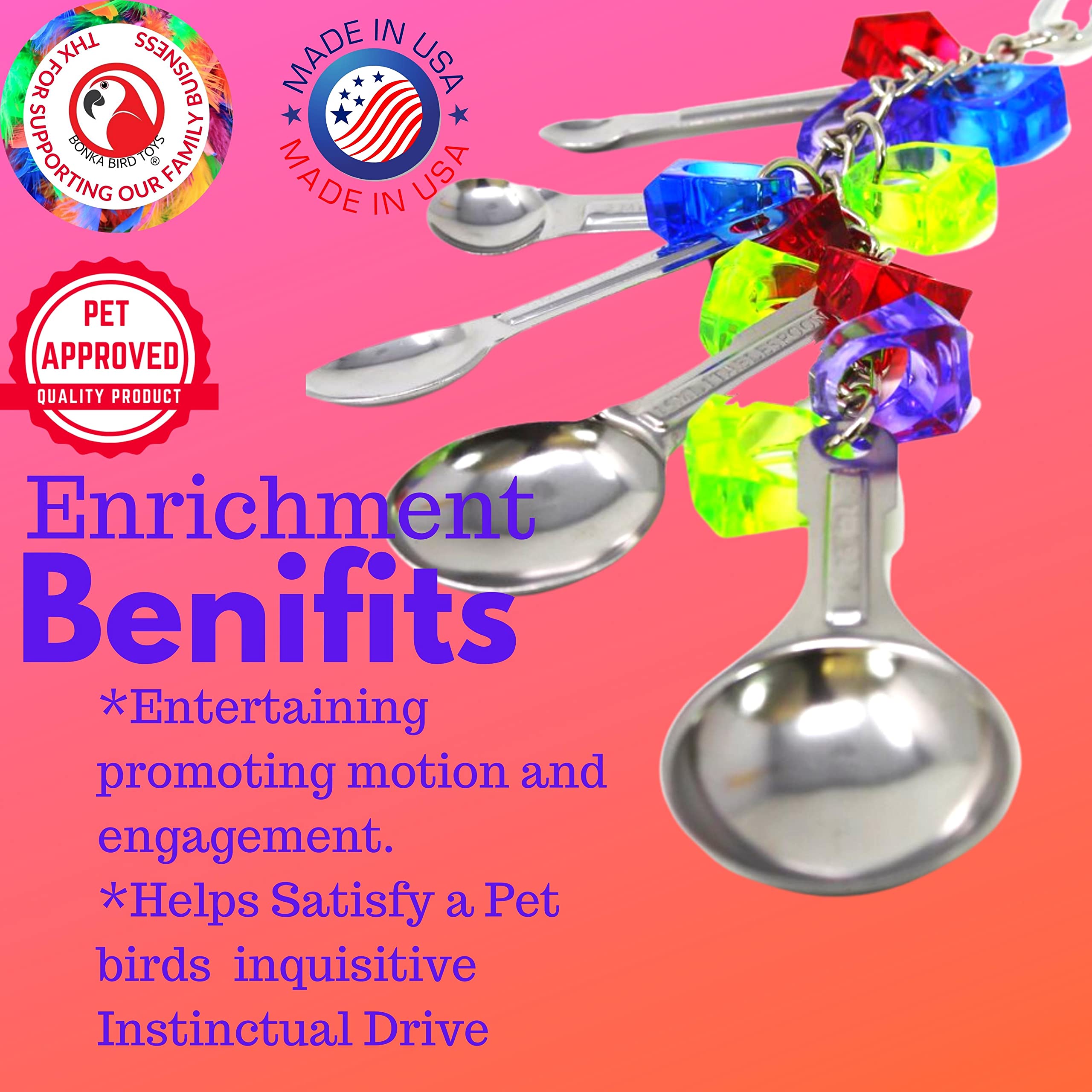 Bonka Bird Toys 1969 Spoon Delight Medium Large Parrot Bird Toy African Grey Parrot Amazon Conure And Similar Birds