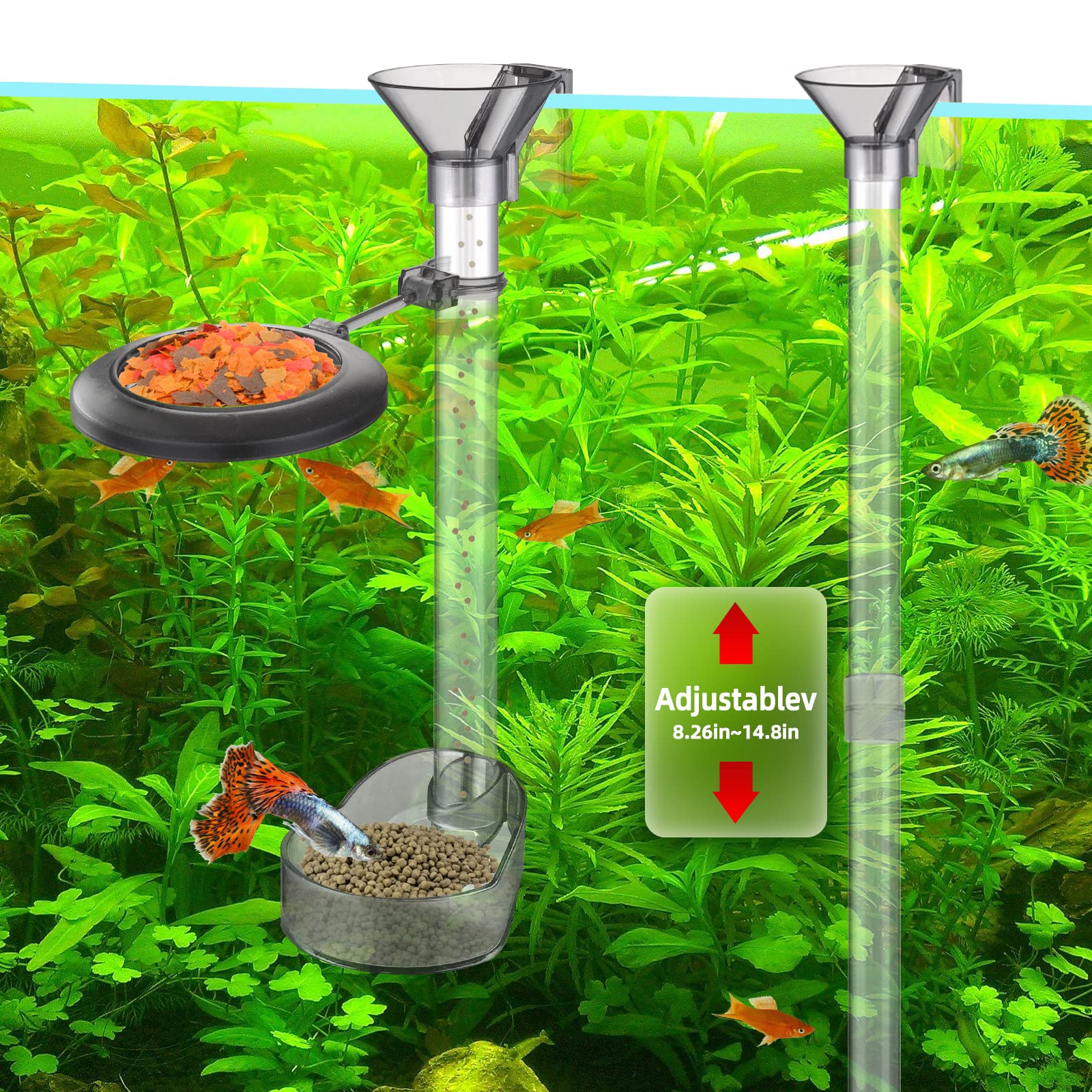 UPETTOOLS Shrimp Feeding Dish Set - Aquarium Fish Feeder Tube Kit with Acrylic Feeding Ring & Cleaning Brush