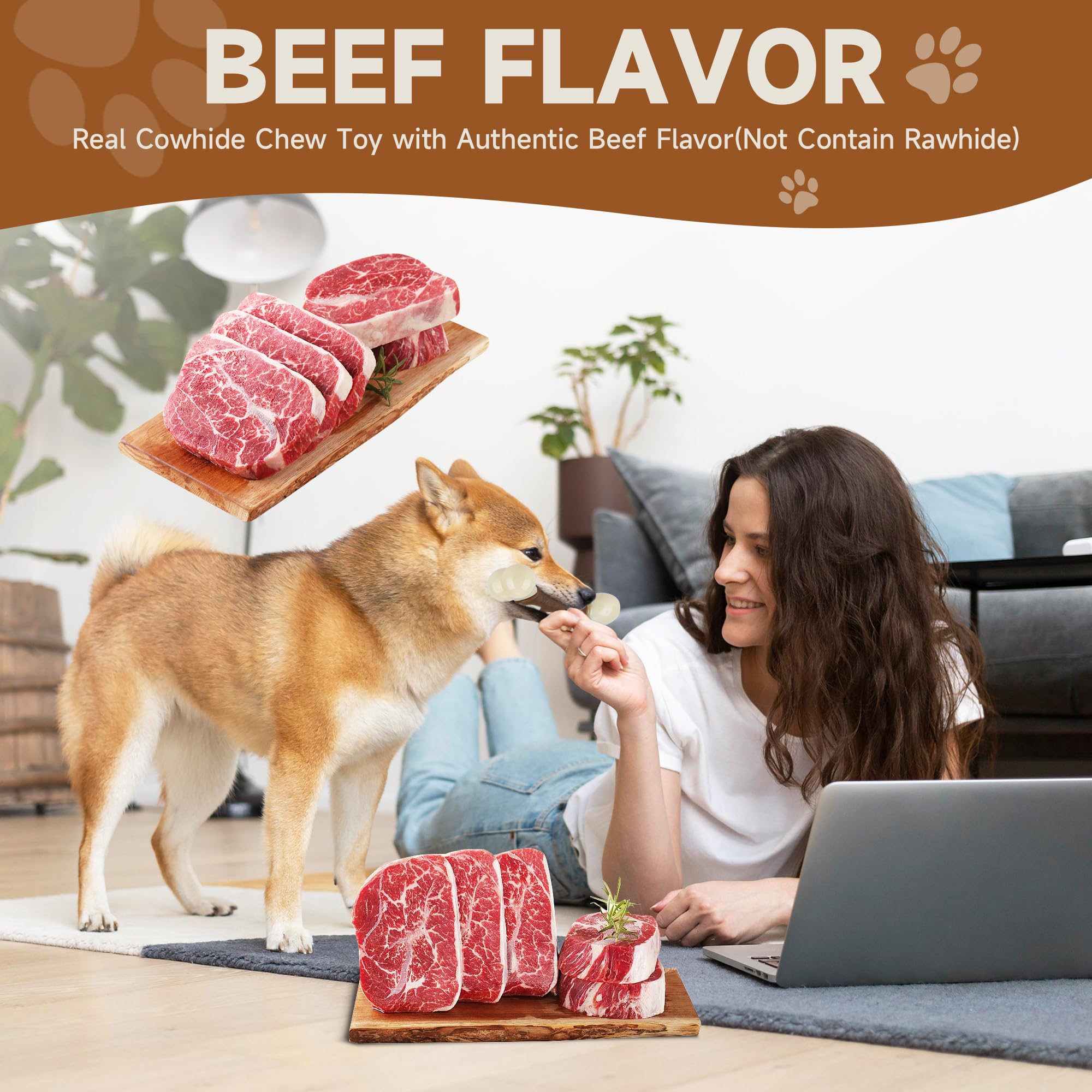 Pawspurr Indestructible Dog Bones Chew Toys For Aggressive Chewers - 2 Pack, Real Beef Flavor, Durable Nylon Dog Toys For Large,