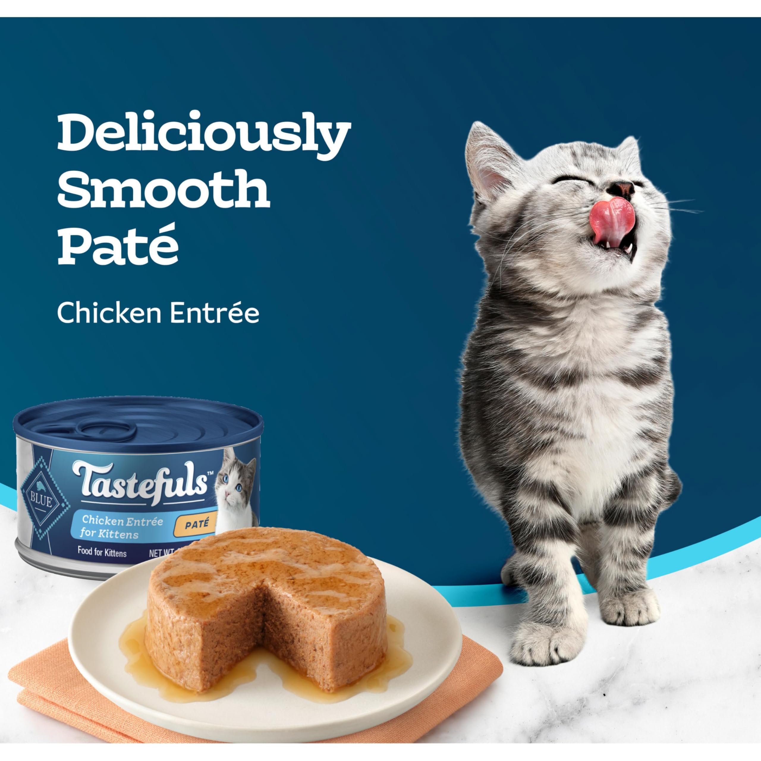 Blue Buffalo Tastefuls Wet Cat Food Pat   for Kittens, Made with Natural Ingredients | Chicken Entr  e, 3-oz. Cans (24 count )