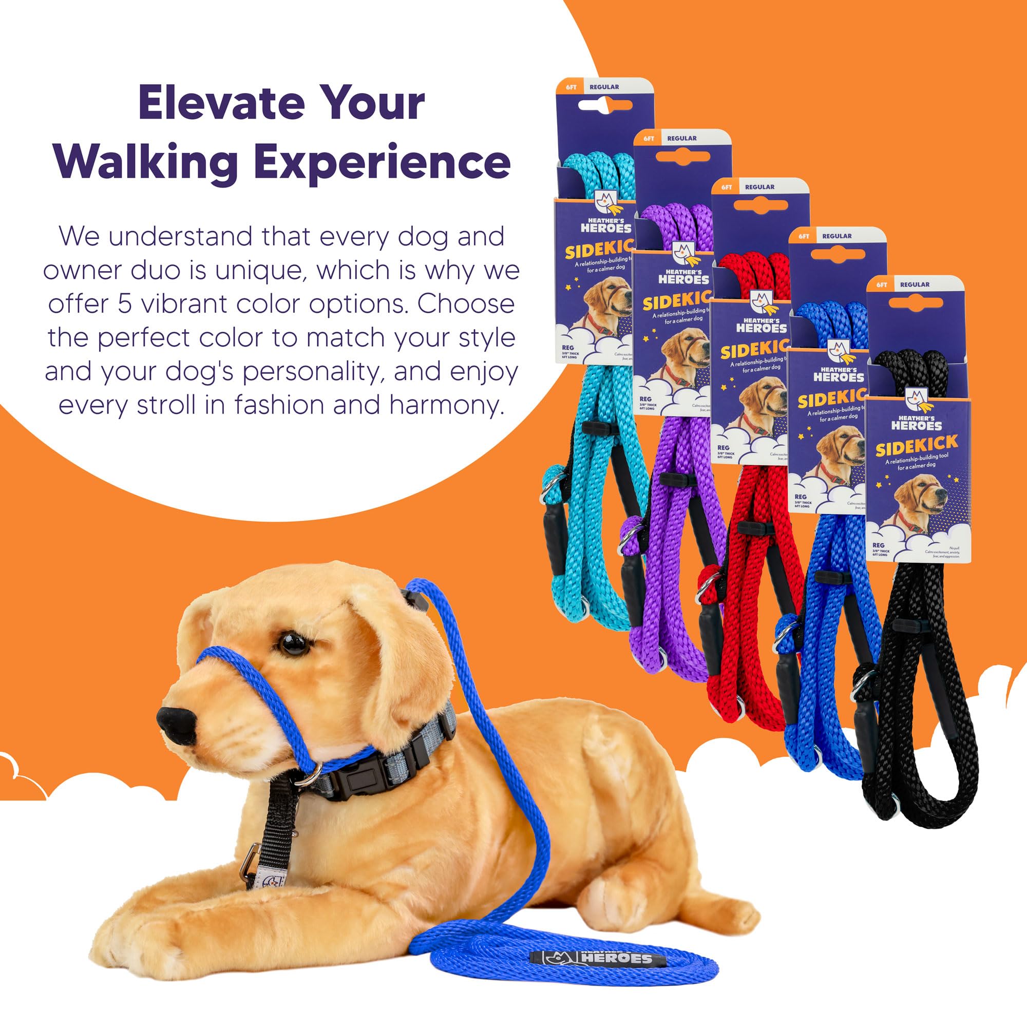 Heather'S Heroes The Sidekick No-Pull Leash Blue
