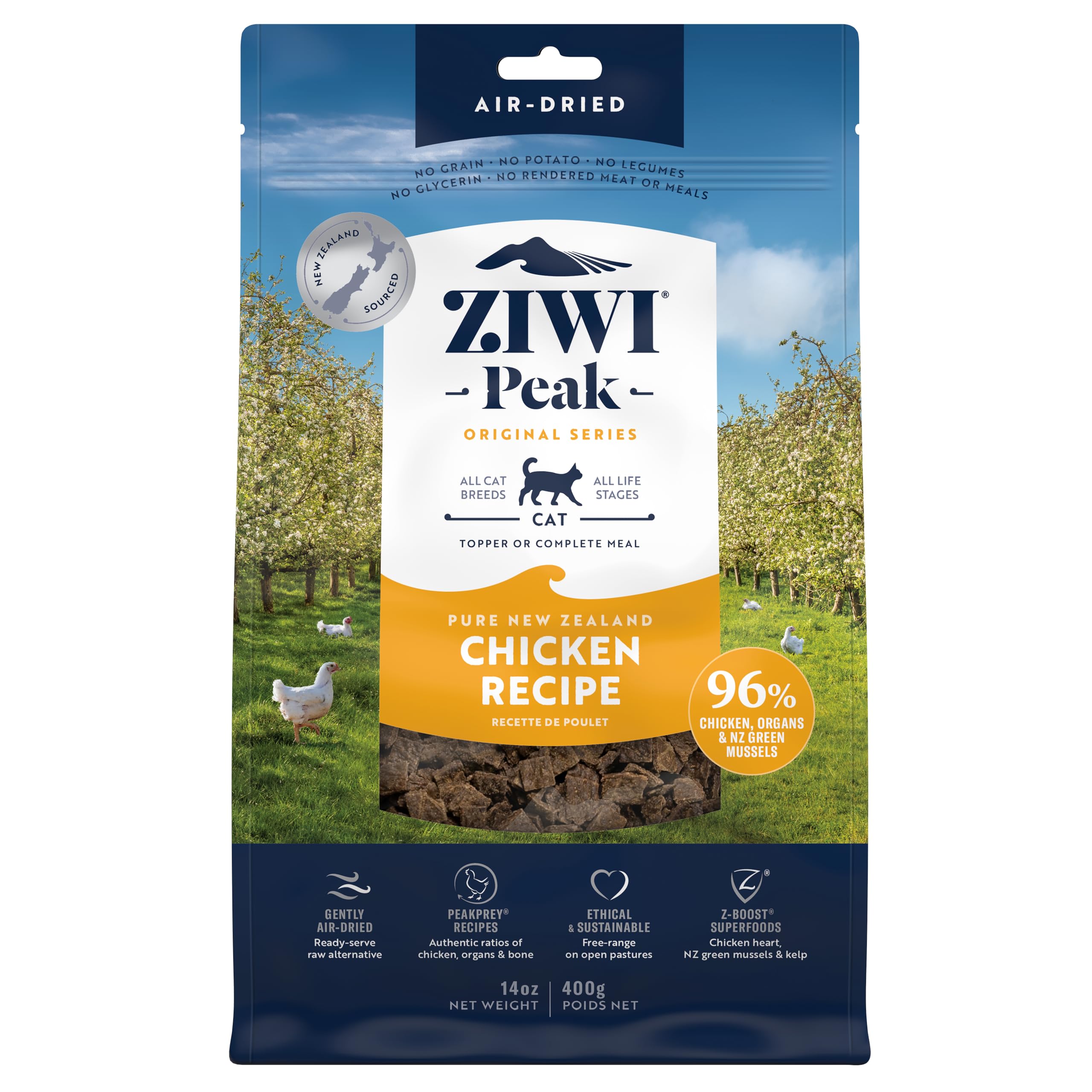 ZIWI Peak Air-Dried Cat Food - Chicken - All Natural, High Protein, Grain Free, Limited Ingredient w/ Superfoods (14oz)