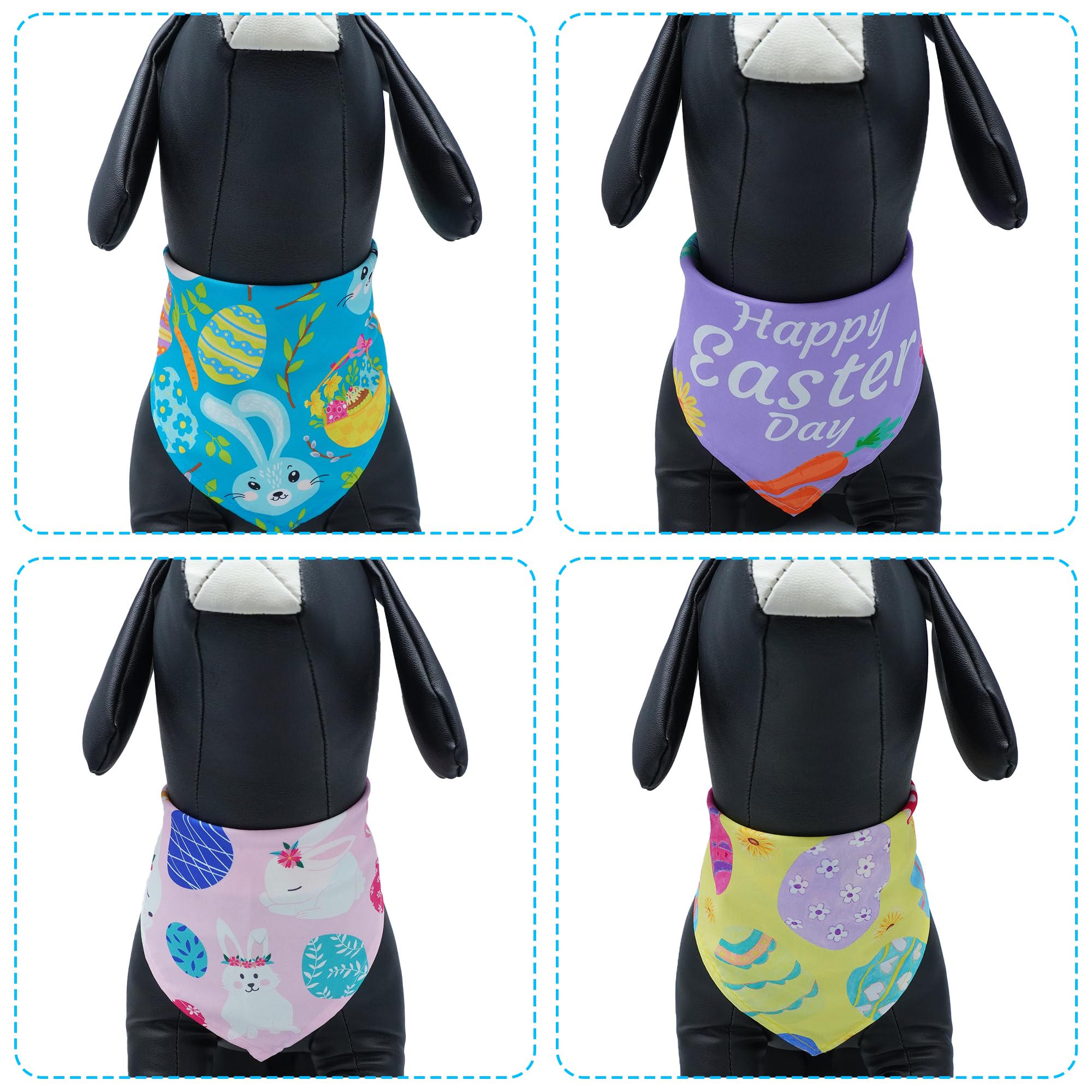 Pai Sence Easter Dog Bandanas For Medium Dog Breed 25 Inch Polyester Dog Bandana 7 Pcs Adjustable Dogs Scarves Grooming M