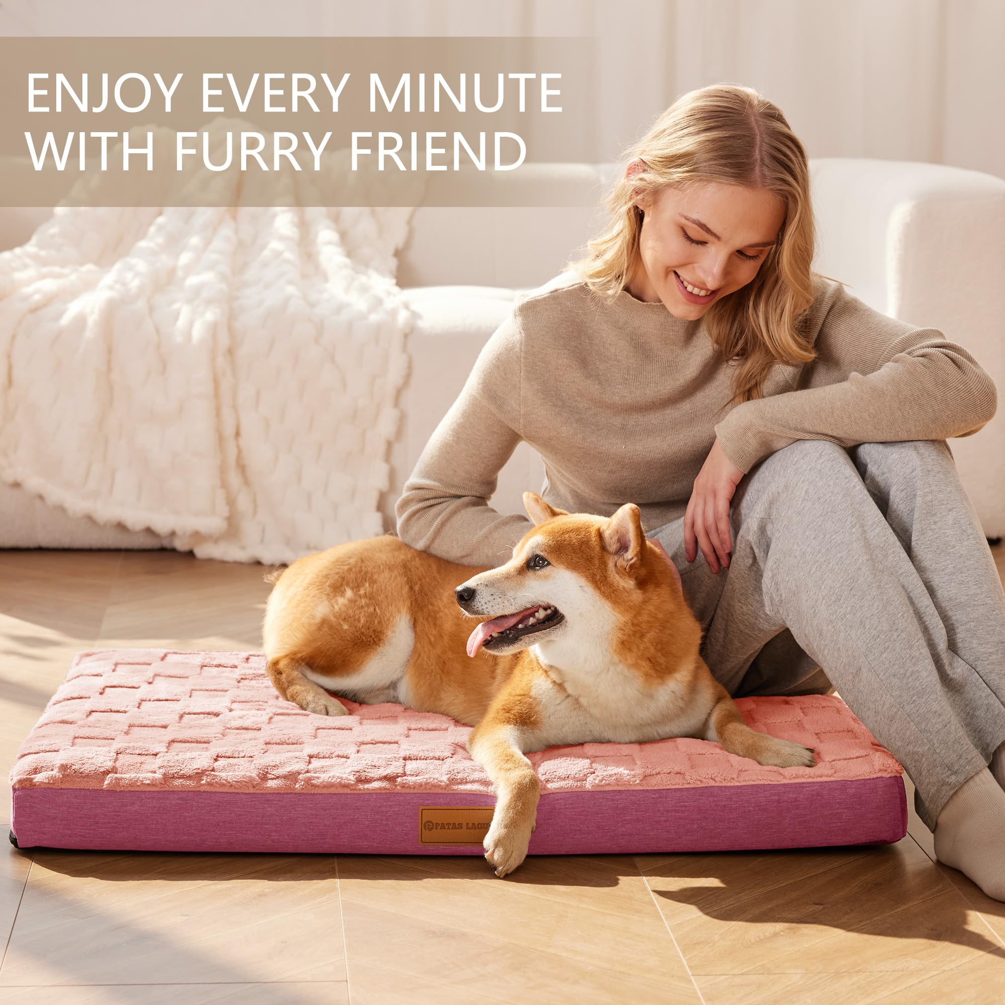 Patas Lague Orthopedic Xl Dog Bed For Large Dogs 42''X28'', Waterproof Soft Warm Comfortable Egg Crate Foam Big Large Pet Beds M