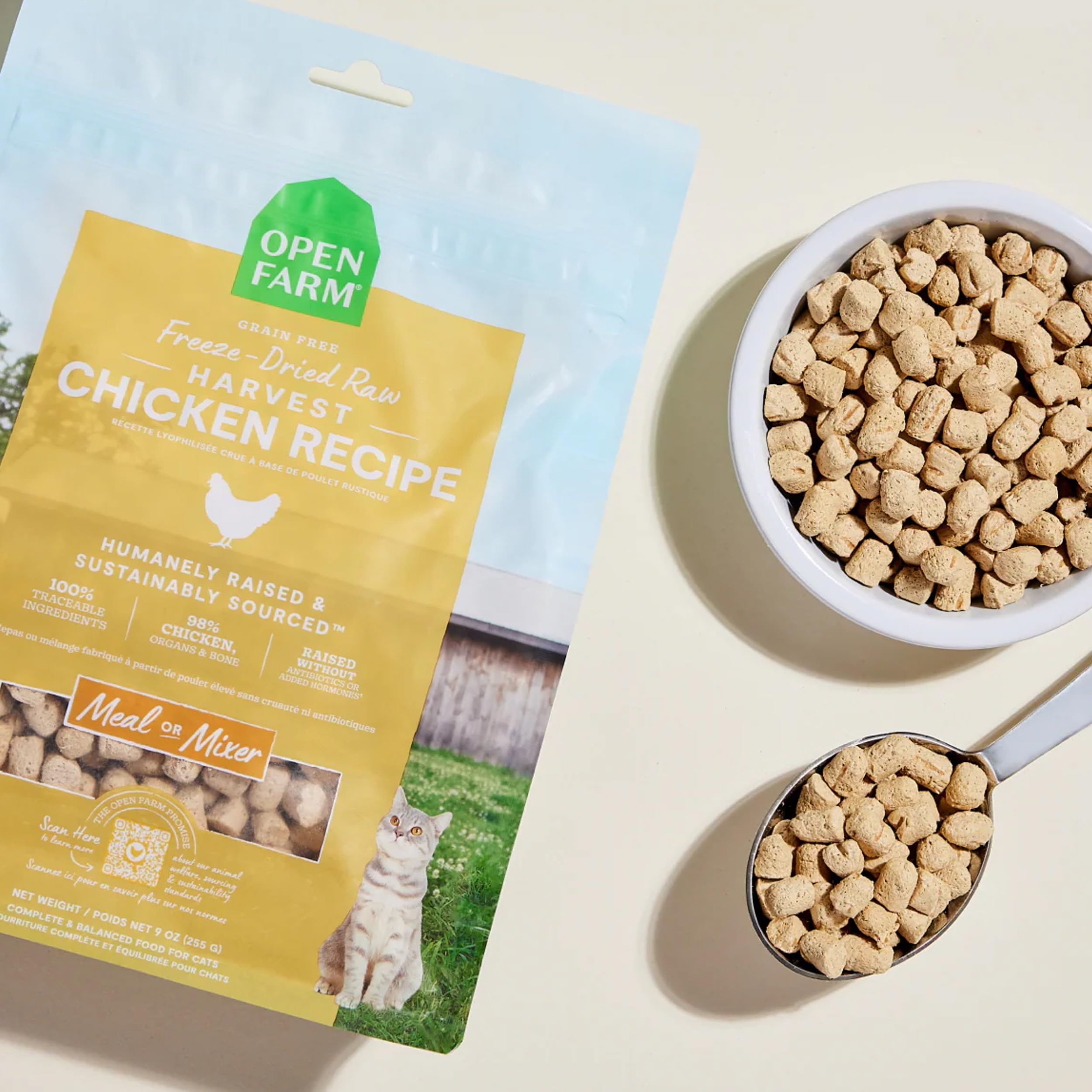 Open Farm Harvest Chicken Recipe Freeze Dried Raw Morsels for Cats, 3.5oz
