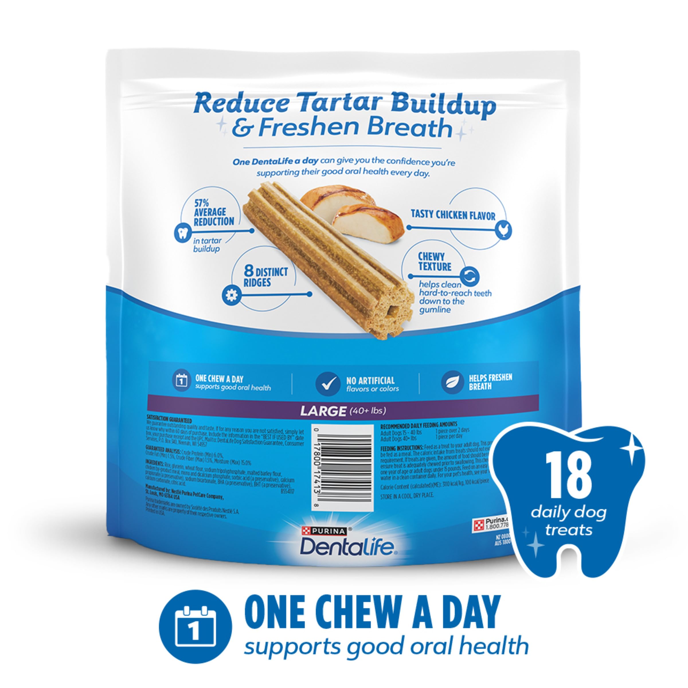 Purina DentaLife Made in USA Facilities Large Dog Dental Chews, Daily