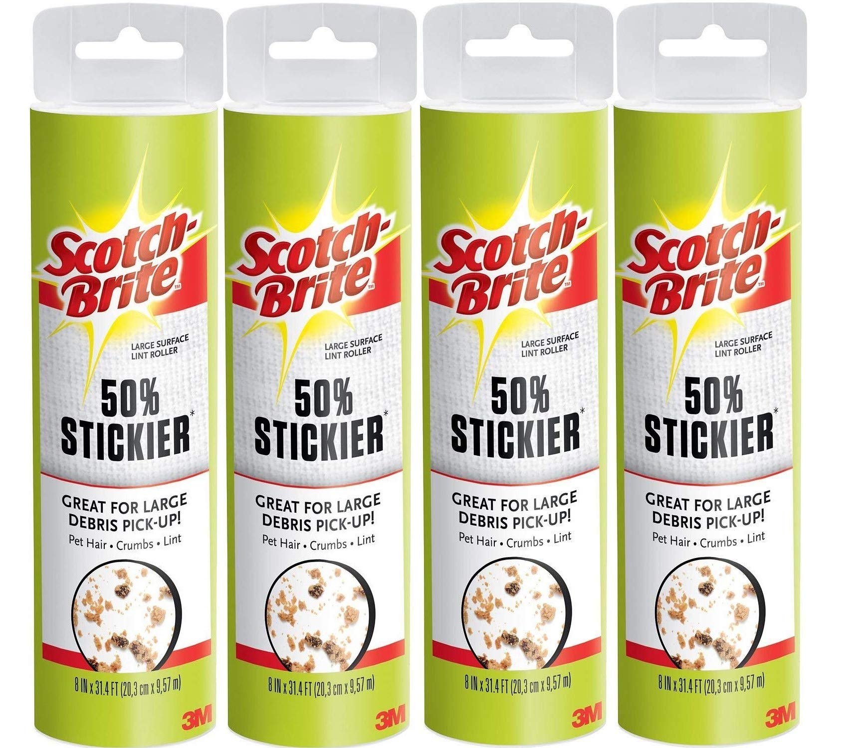 Scotch-Brite Wide Lint Roller Refills, 120 Sheets Total, Pack of 4 for Cat Dog Pet Hair Remover