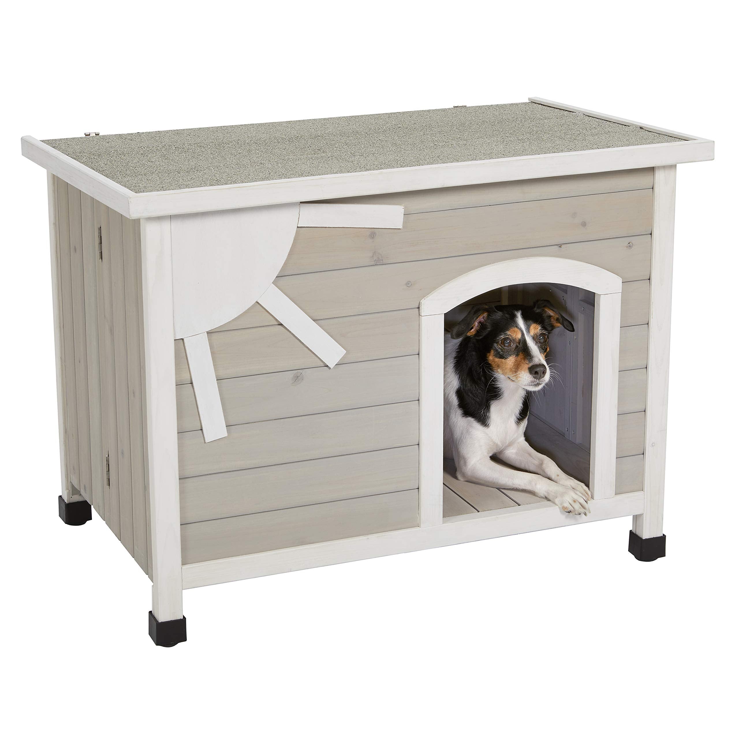 Midwest Homes For Pets Eilio Folding Outdoor Wood Dog House, No Tools Required For Assembly | Dog House Ideal For Small Dog Bree