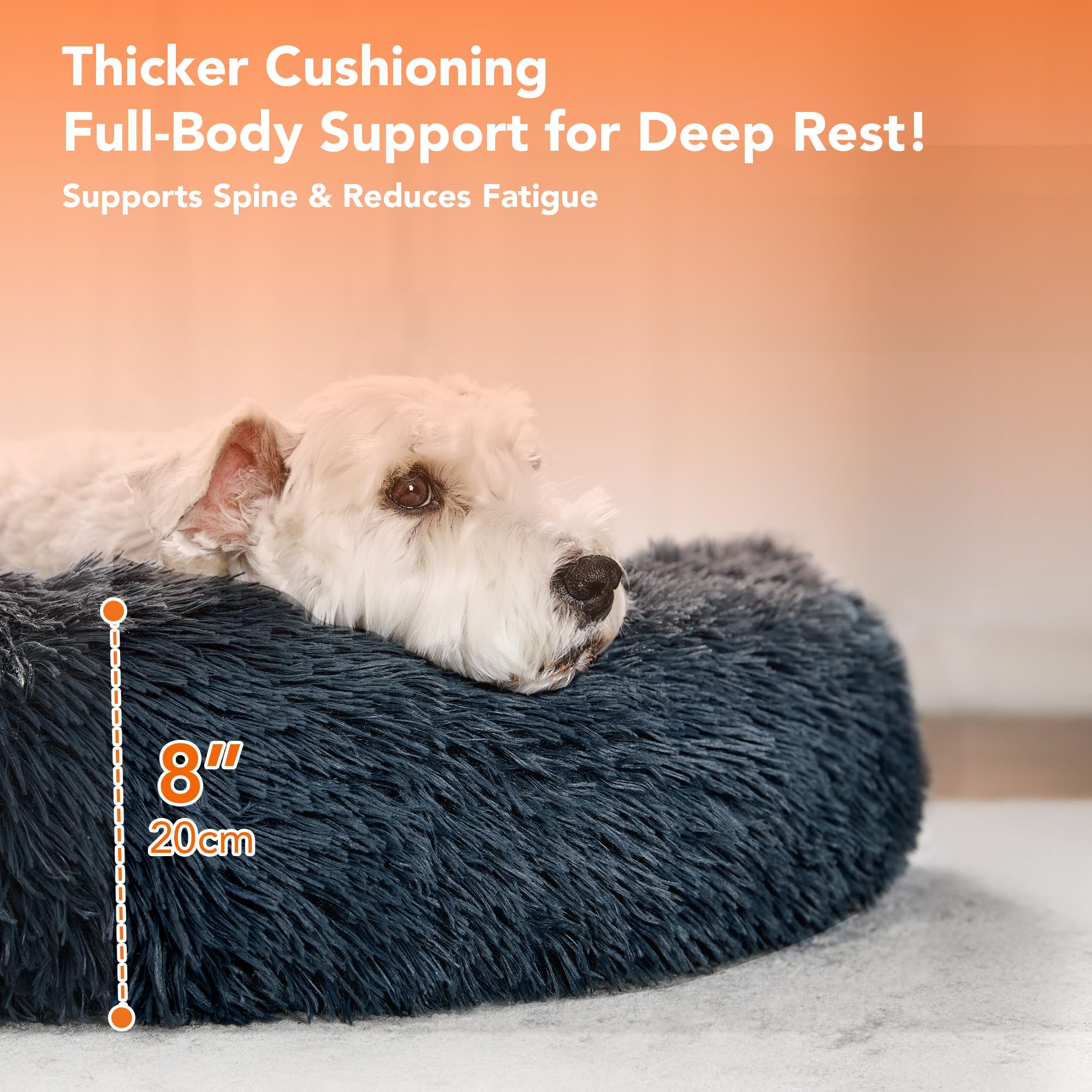 Deconovo Calming Dog Bed For Small Dogs/Cats - Plush Donut Pet Bed With Anti-Slip Bottom, Washable Anti-Anxiety Warming Cozy Sof
