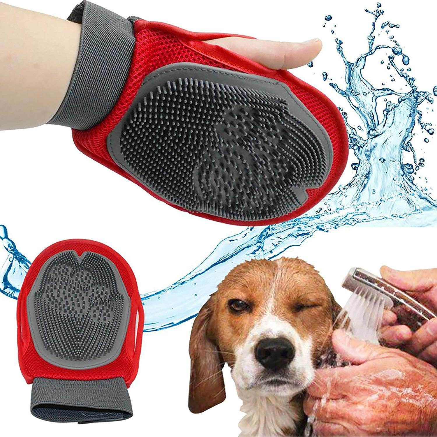 Unyks Star Pet Hair Remover Mitt Enhanced Gentle Deshedding Brush Gloves For Dog And Cat With Long And Short Fur TwoSided Pet G