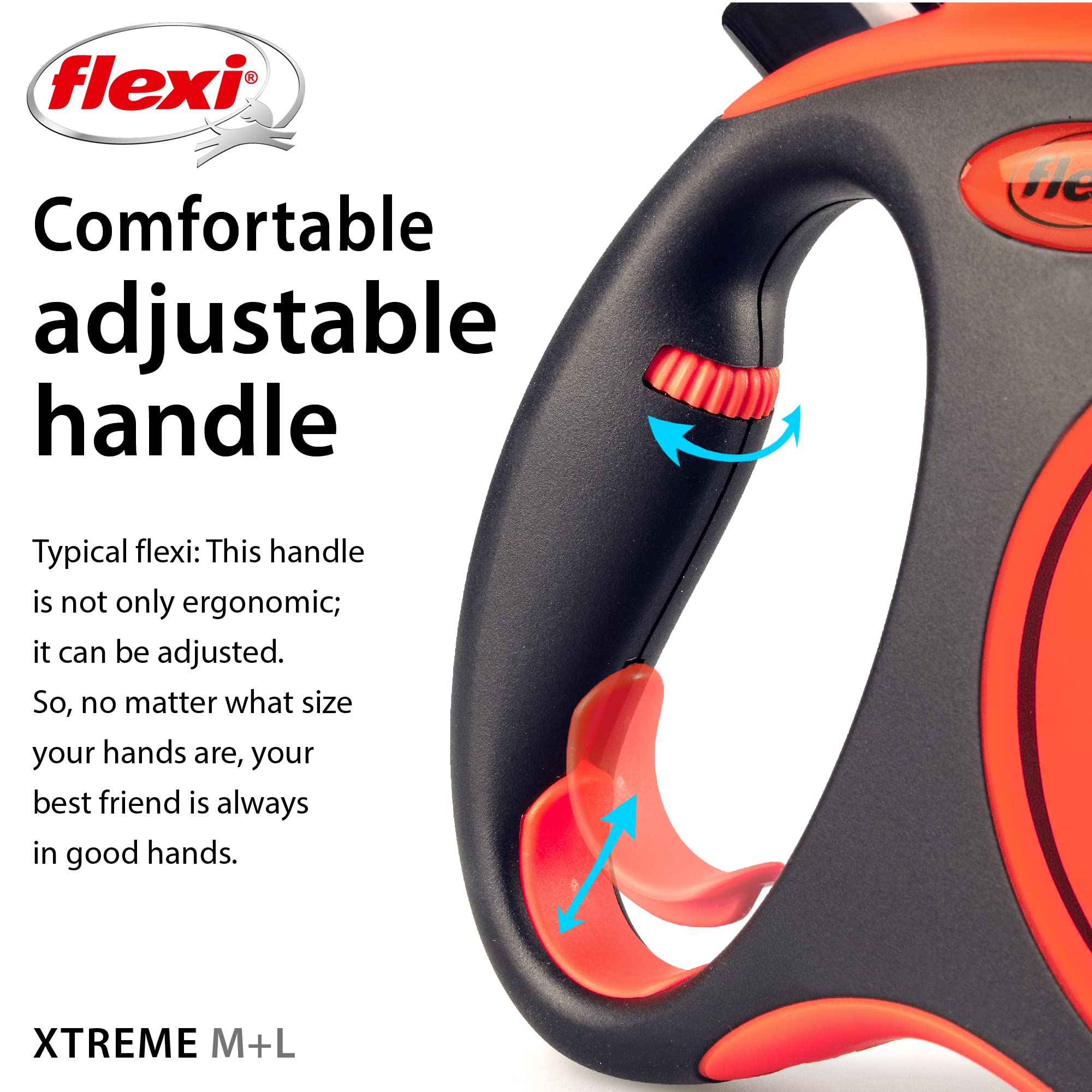 Flexi New Classic Tape Retractable Dog Leash For Large Dogs Upto 143 Lbs. - 16 Ft., Orange/Black |Tangle Free Pet Walking Leash