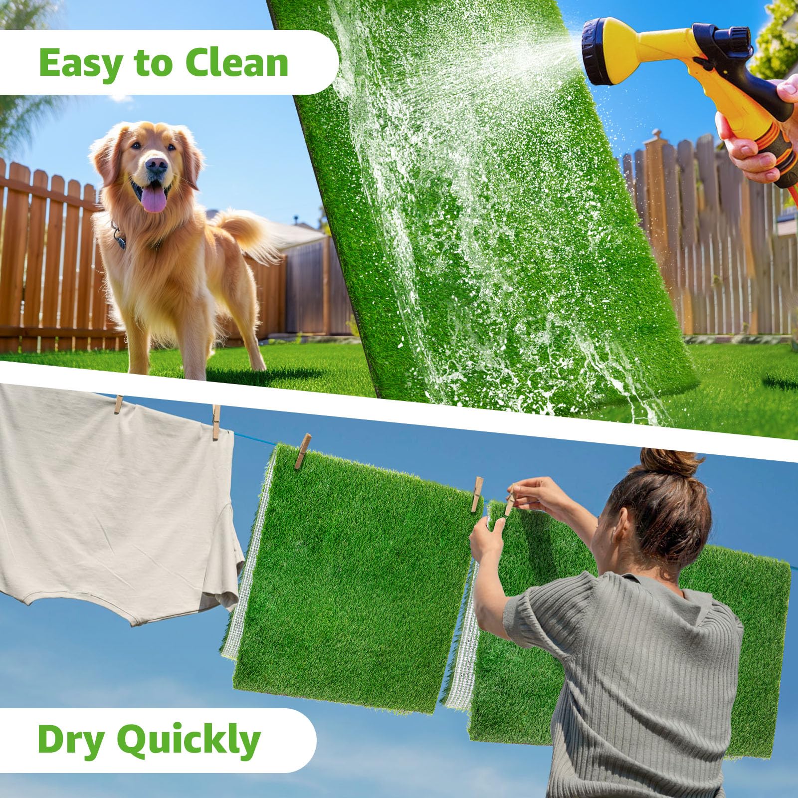 Artificial Dog Grass Pee Pad 23''X23'' 2 Pack, Washable Indoor Potty Training Replacement Turf For Puppy, Reusable Realistic Fak