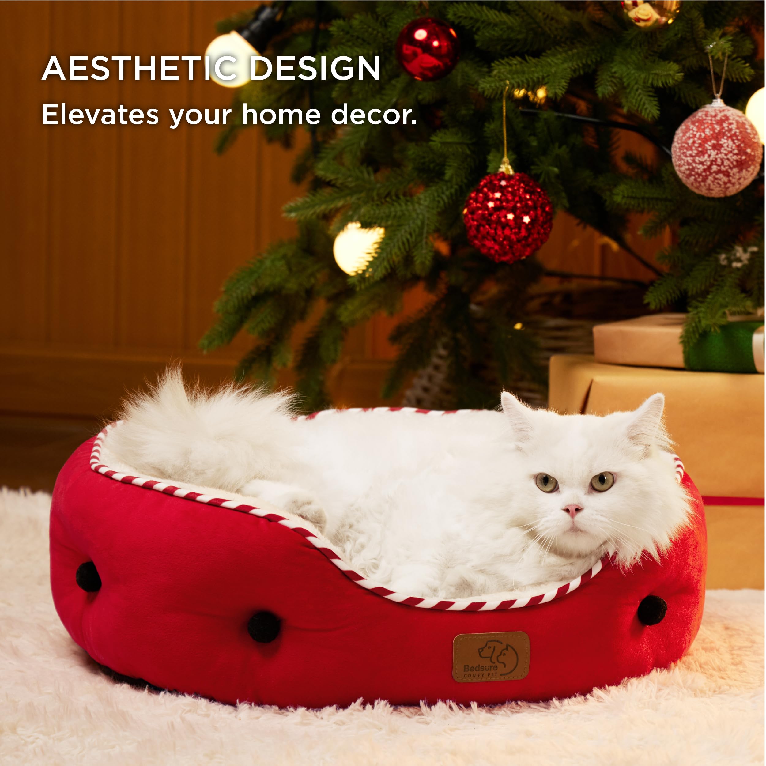 Bedsure Dog Beds for Small Dogs - Round Cat Beds for Indoor Cats, Washable Pet Bed for Puppy and Kitten with Slip-Resistant Bott