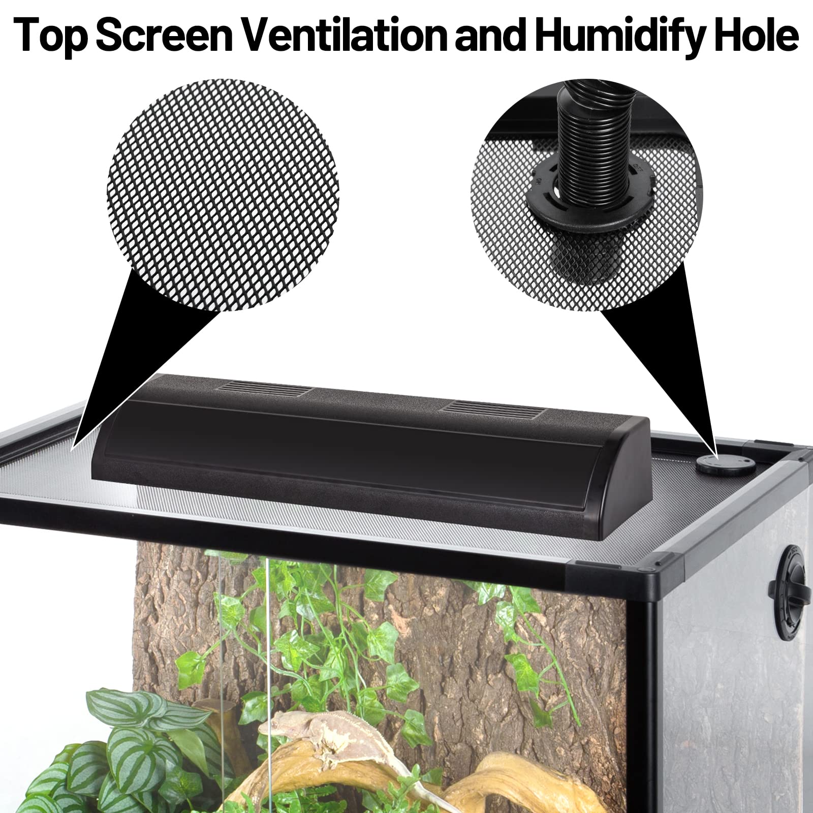 Cavachew 34 Gallon Reptile Tank, Glass Reptiles Terrarium 24'' X 18'' X 18'', Sliding Door, Top Ventilation, Cable Pass, Humidif