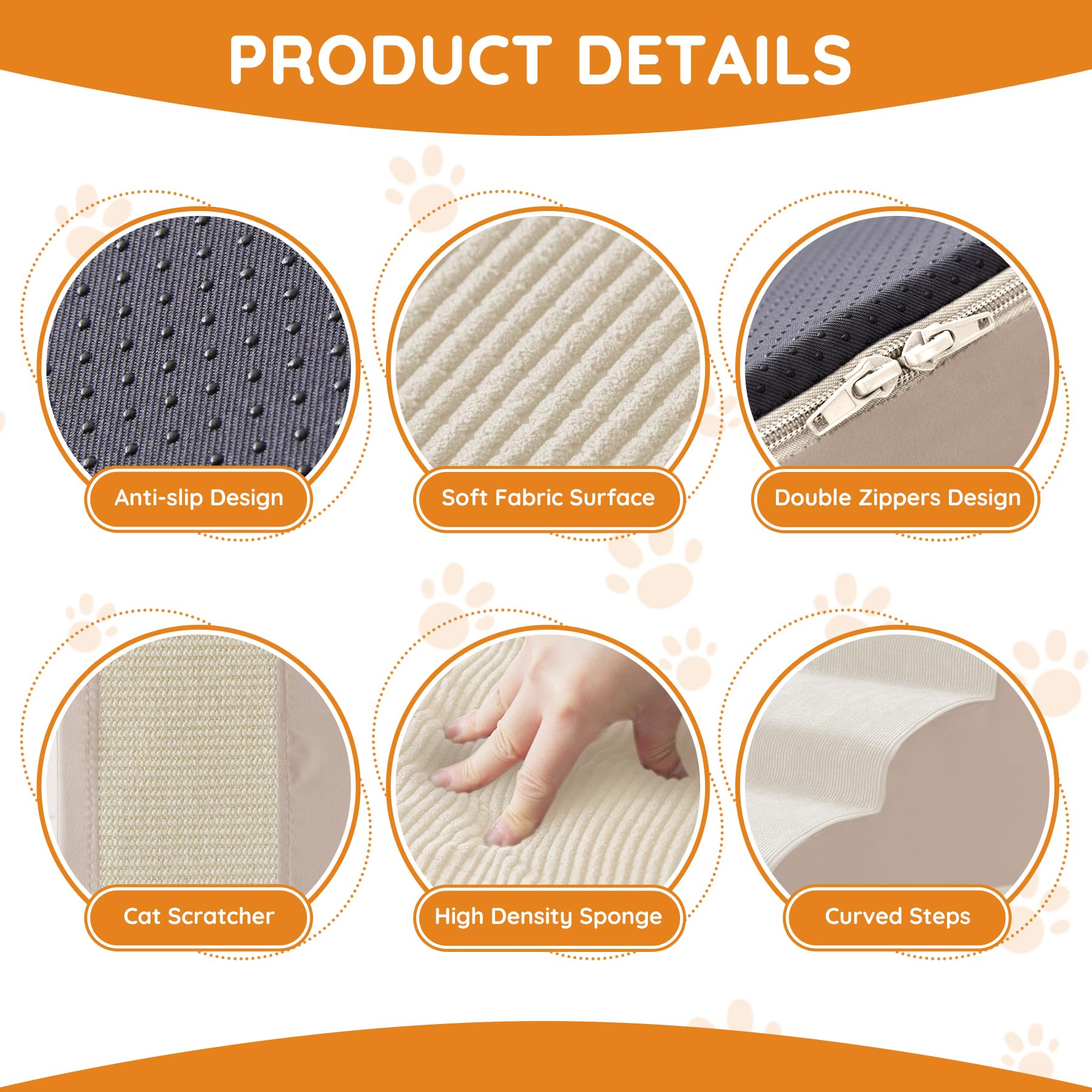 Dogs Steps For Bed, Dog Stairs For Small Dogs, 2-Step Dog Ramp For Bed, Couch, Sofa, And Chairs, Non-Slip Bottom Design, Cat Scr