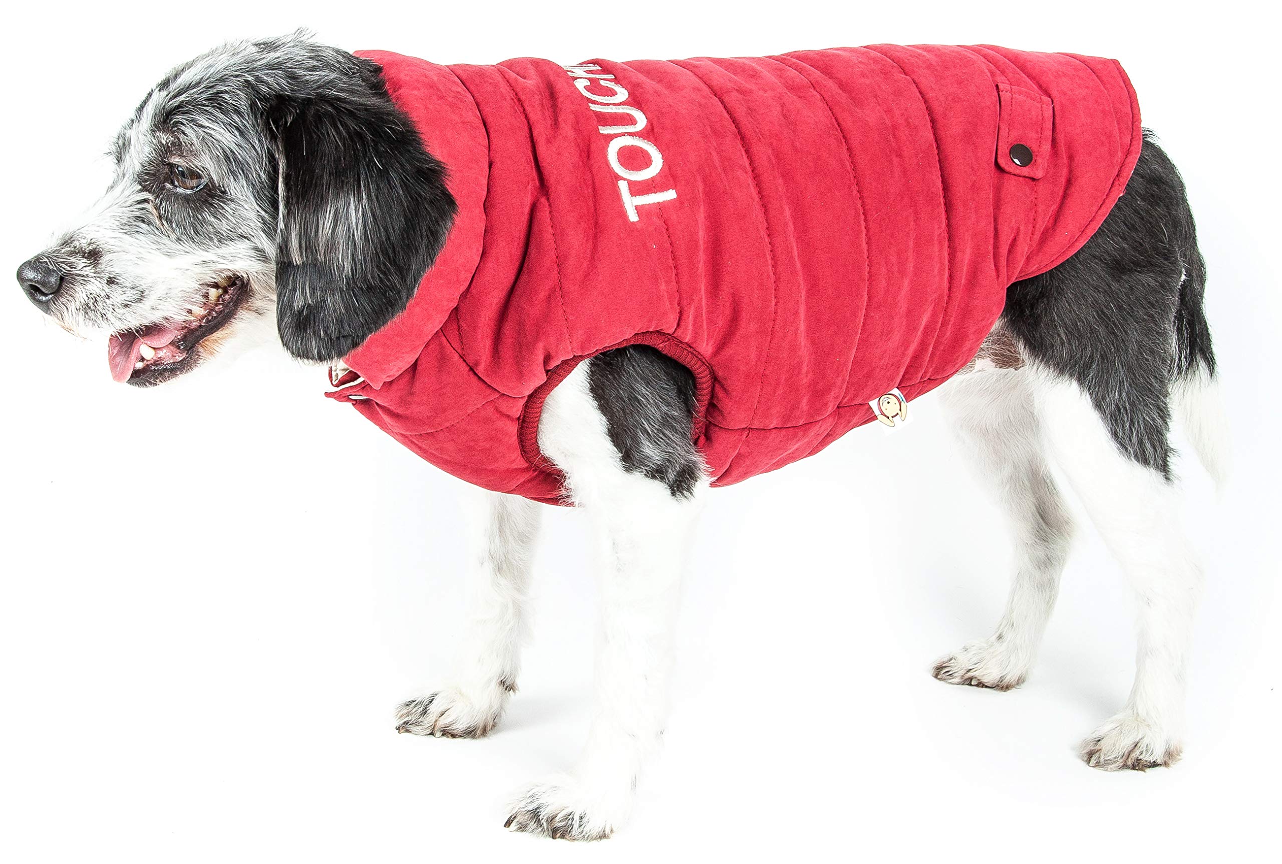 TOUCHDOG Waggin Swag Fashion Designer Reversible 3M Insulated Pet Dog Coat Jacket, Large, Pink / White