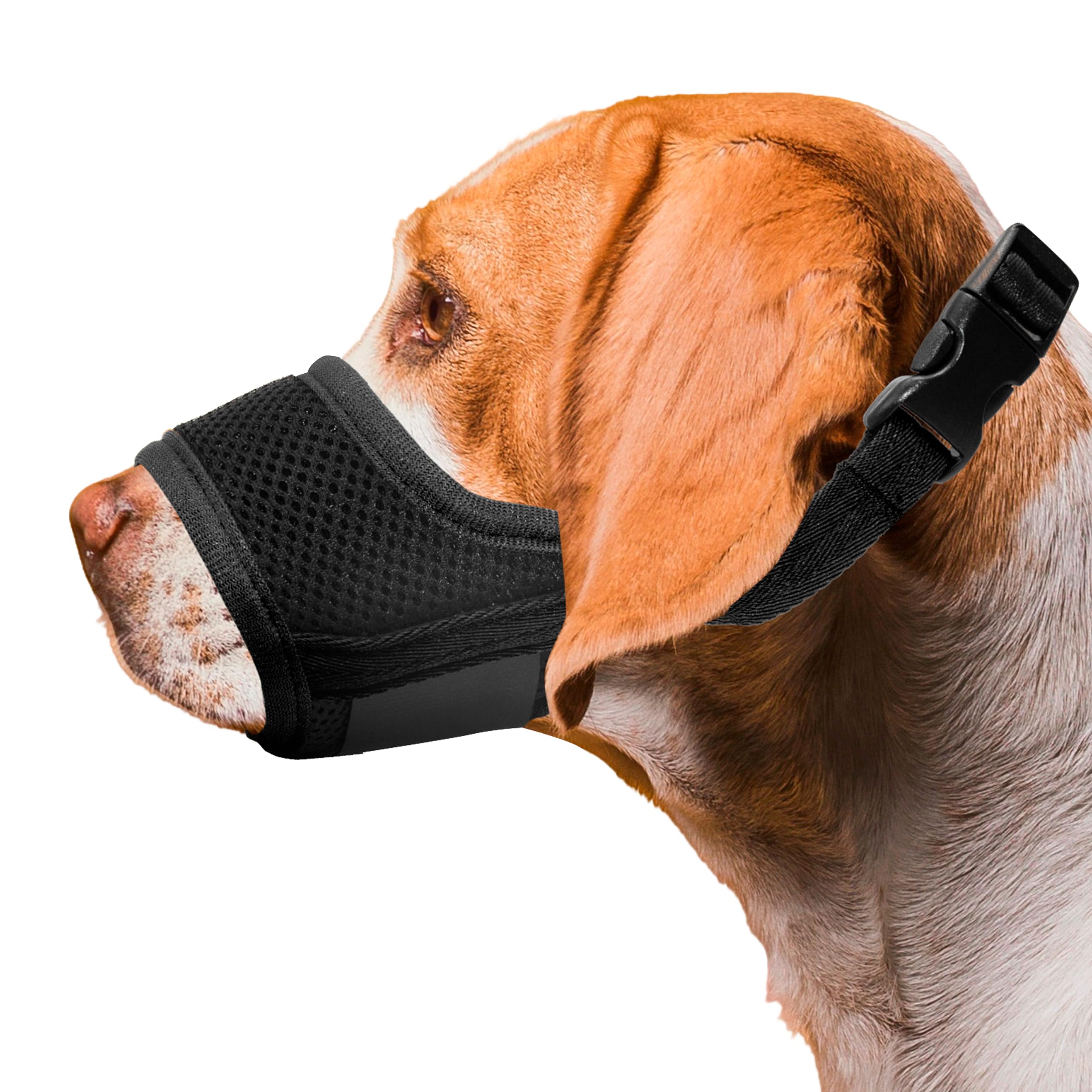 Seyezo Dog Muzzle, Soft Breathable Muzzle For Small Medium Large Dogs, Air Mesh Nylon Muzzle Cover Prevent Biting Barking Chewin