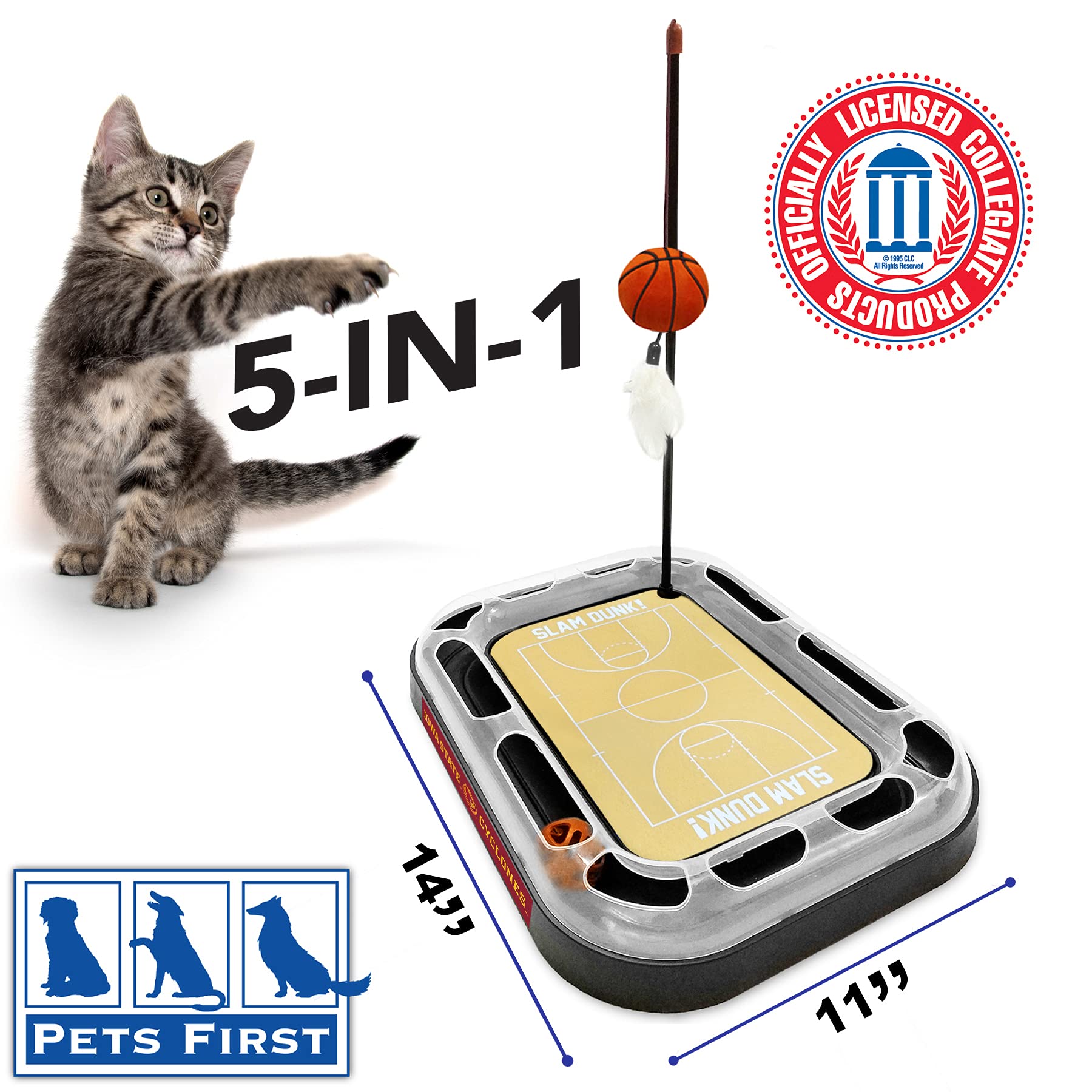 Cats Scratcher Ncaa Iowa State Basketball Court Cat Scratcher Toy With Catnip Filled Plush Basketball Toy & Feather Cat Toy Hang