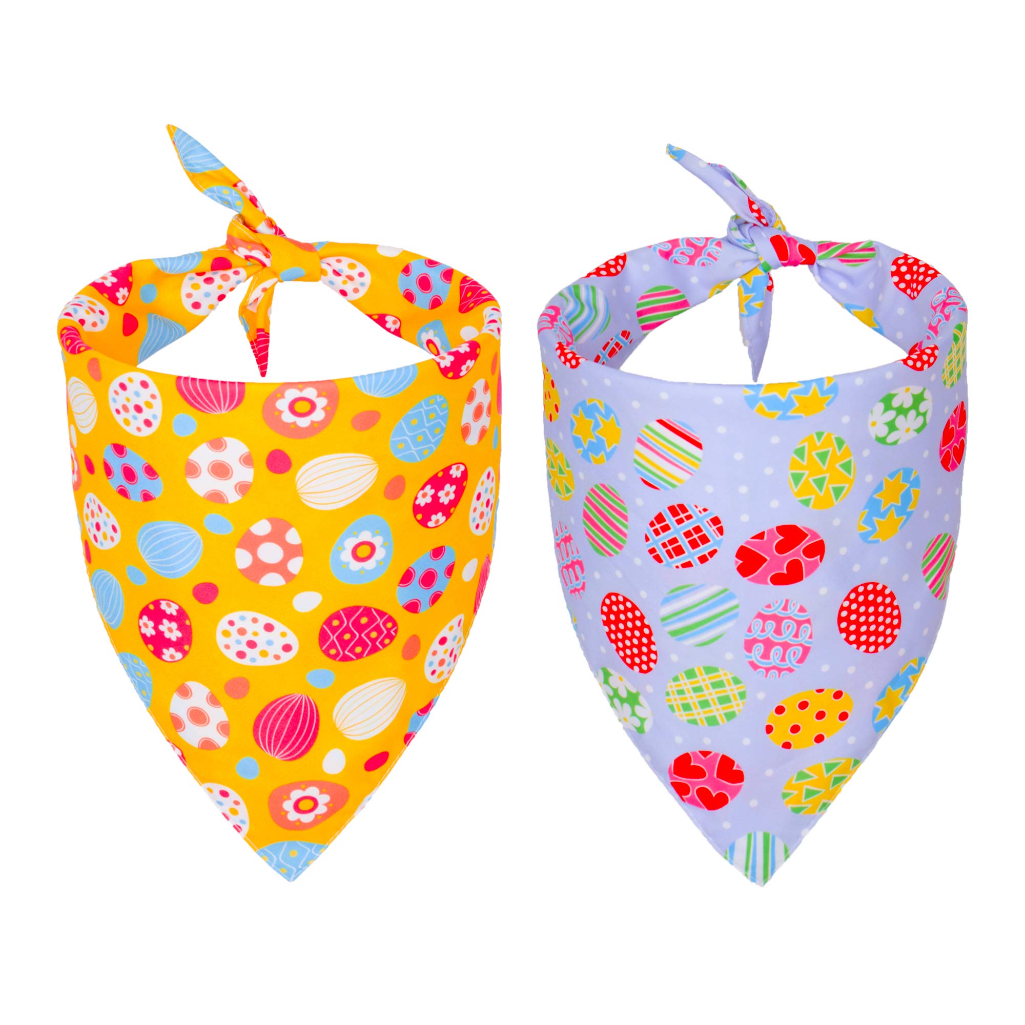Adoggygo Easter Dog Bandana, Multiple Sizes Offered, Reversible Triangle Easter Bandana Scarf For Medium Large Dogs Pets (Large)