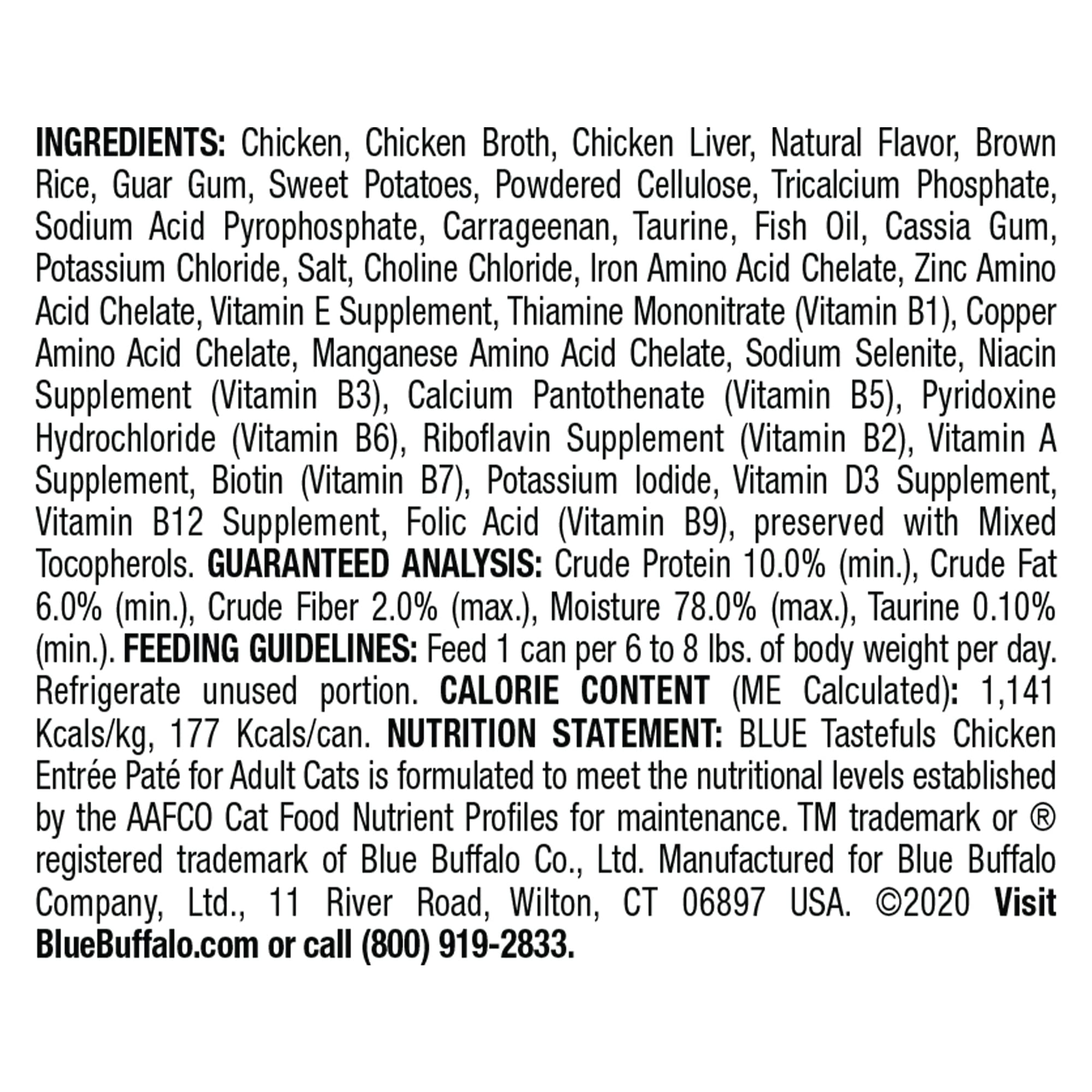 Blue Buffalo Tastefuls Natural Pate Wet Cat Food, Chicken Entr  e 5.5-oz cans (Pack of 24)
