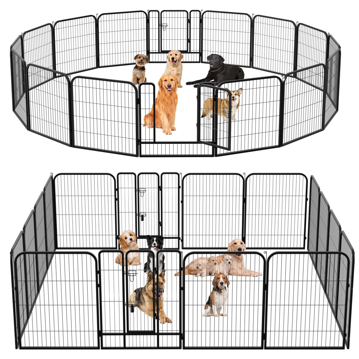 Bestpet Playpen Pet Dog Fence 16 Panels 40 Inch Height Metal Outdoor Exercise Pen With Doors For Large/Medium/Small Dogs, Puppy Playpen For Rv,Camping,Yard