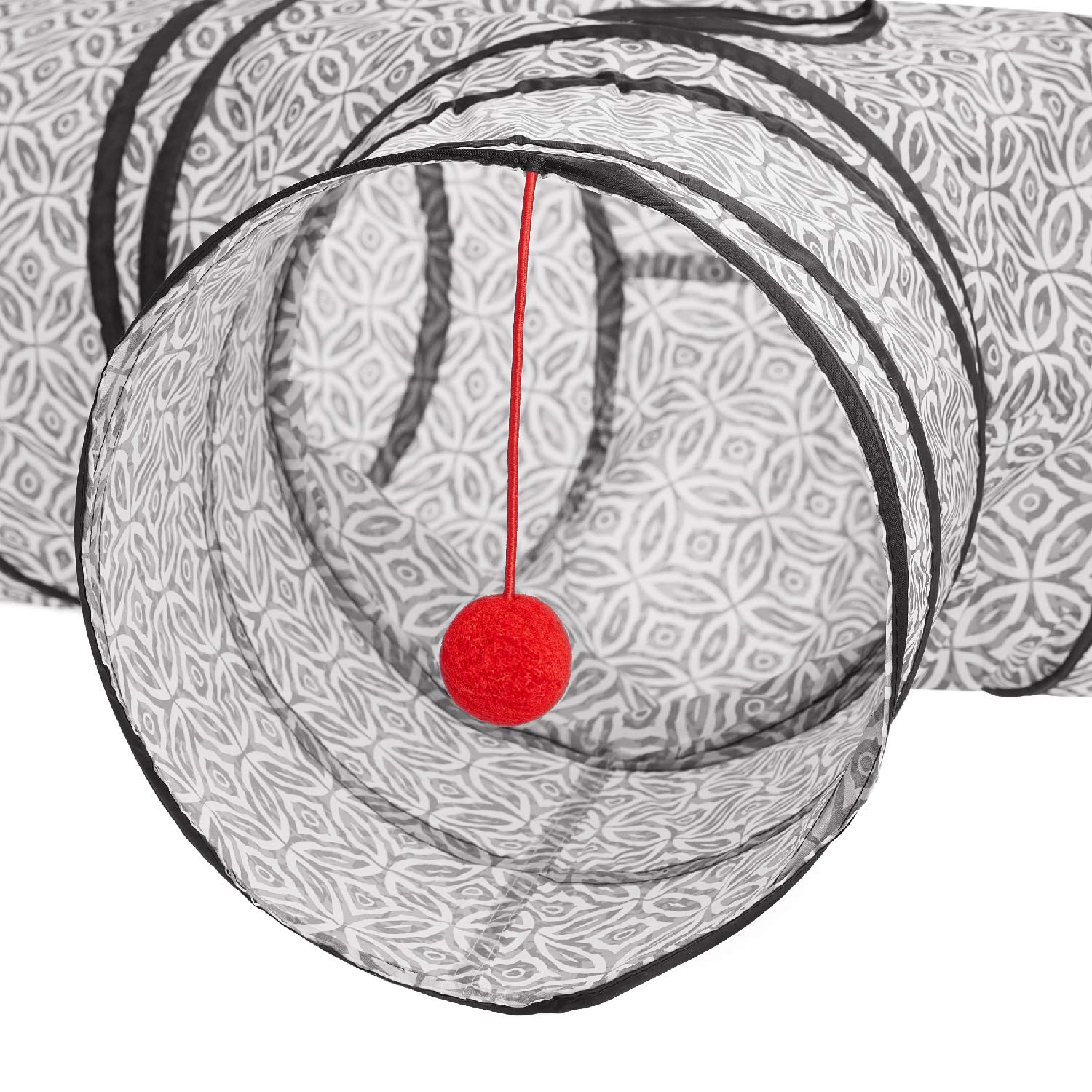 Tempcore 3-Way Collapsible Cat Tube Toys, Kitty Tunnel with Peek Hole, Ball for Cats & Kittens
