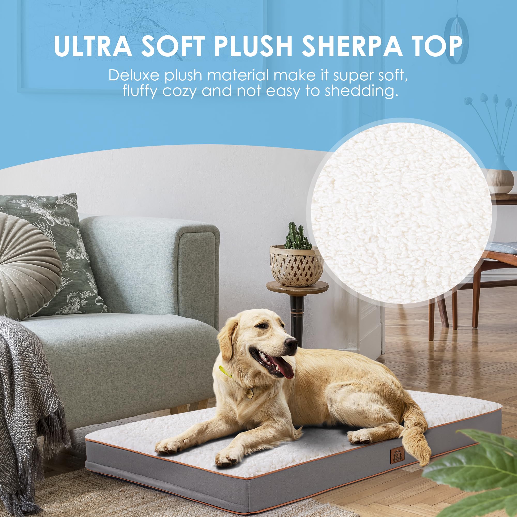 Sunheir Medium Dog Bed for Medium Dogs, Orthopedic Dog Bed with Removable Waterproof Cover and Machine Washable Dog Bed, Pet Bed
